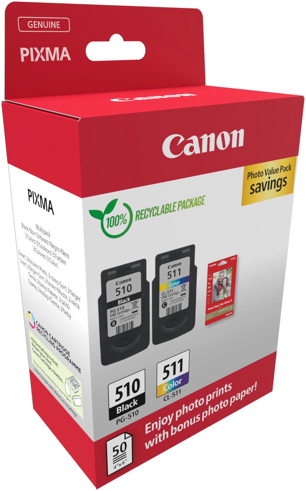 Canon Tintenpatrone »PG-510/CL-511 Photo Value Pack«, (Packung, 2 St.)