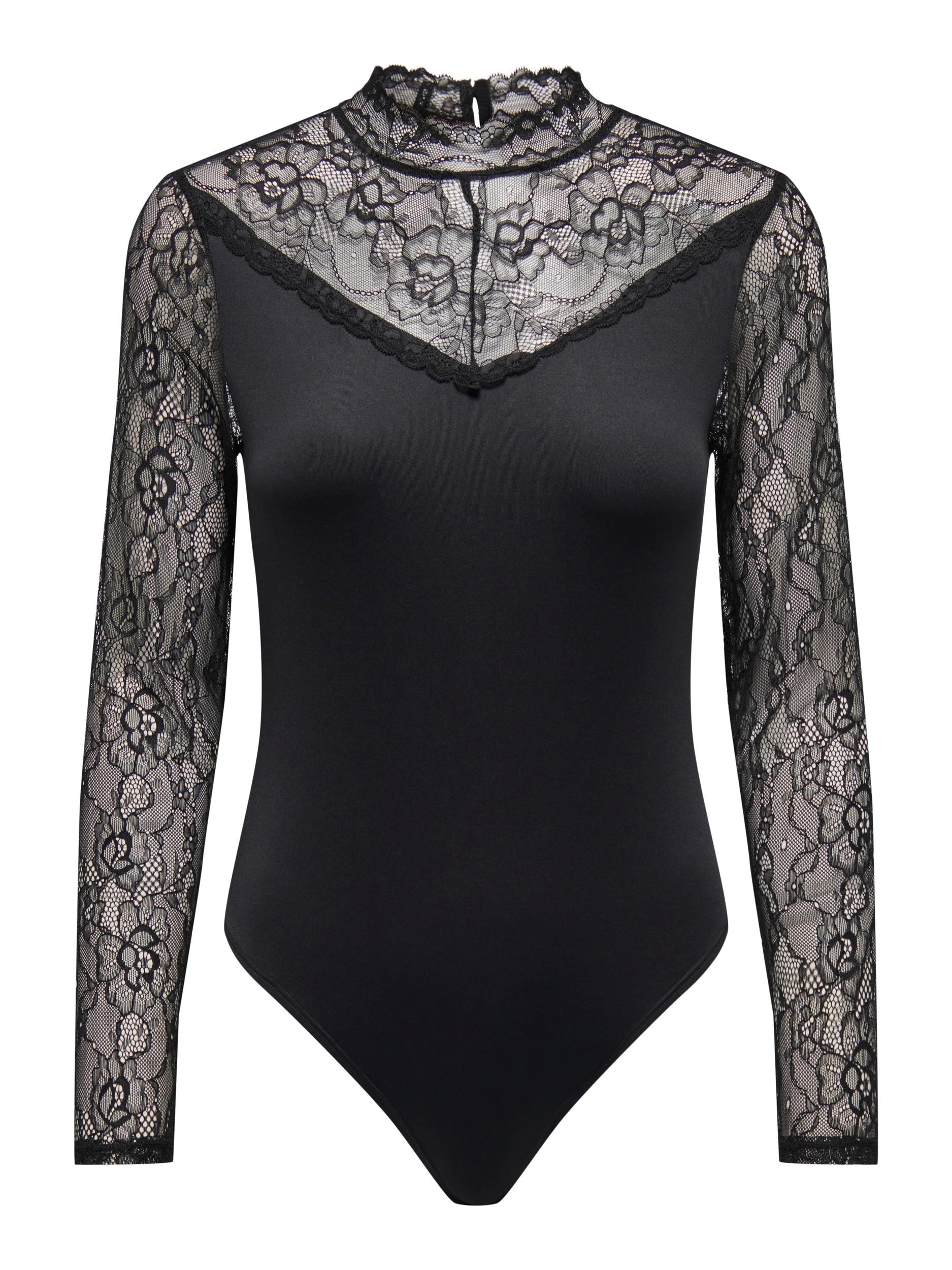 ONLY Langarmbody »ONLVALERIE HIGHNECK L/S LACE BODY«
