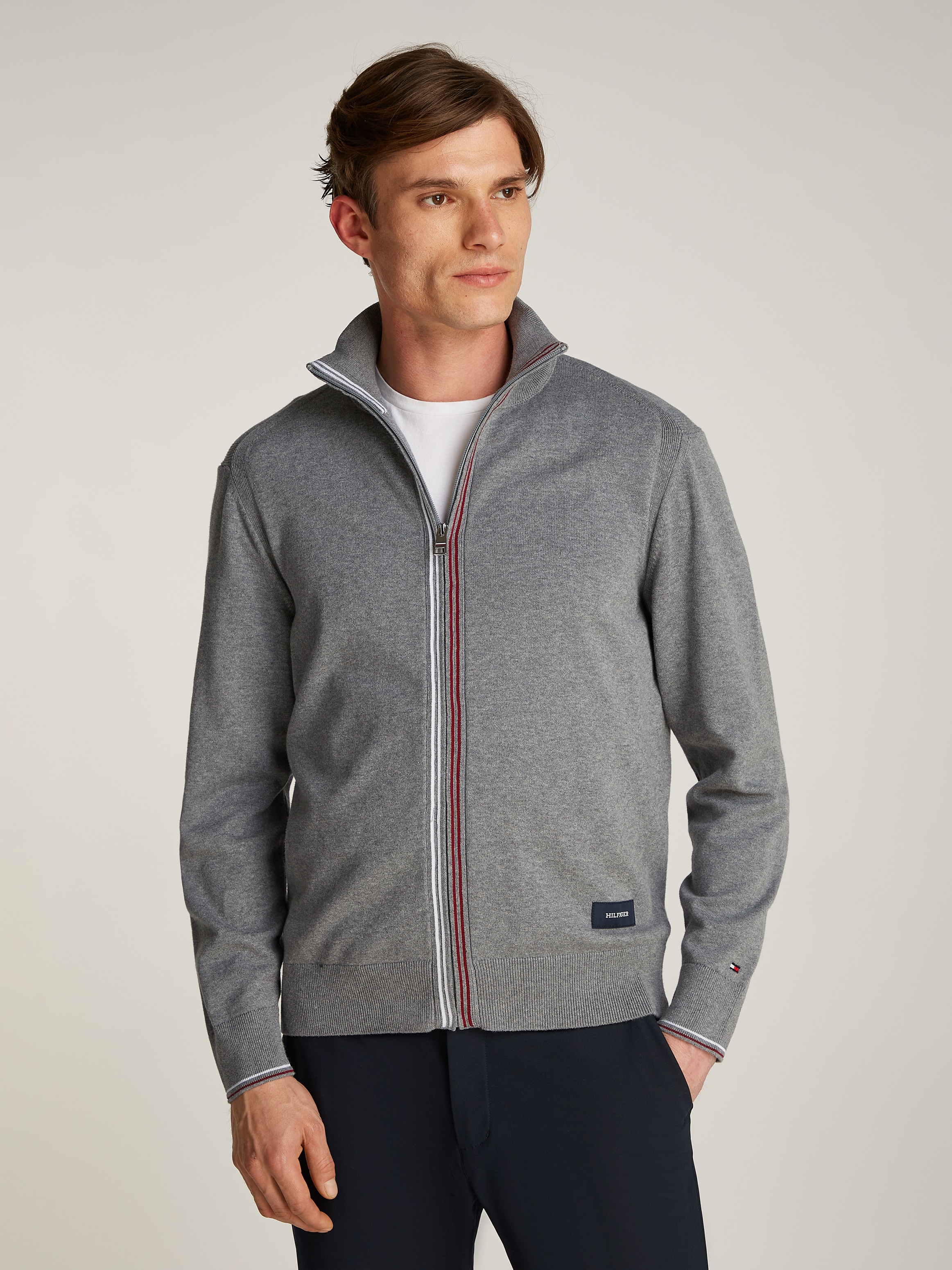 Cardigan »RWB TIPPED COTTON ZIP THROUGH«, Mit Streiefen in Tommy Farben am...