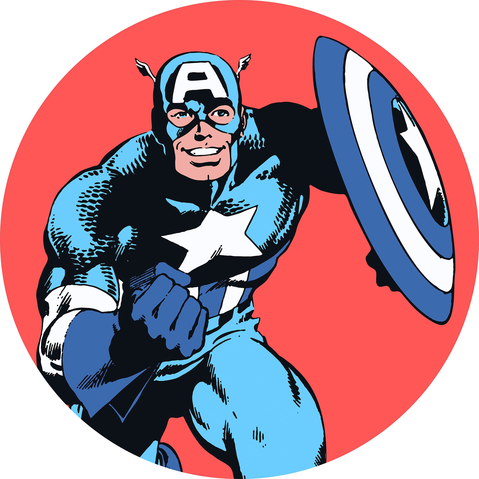 Image of Komar Wandtattoo "selbstklebendes Vlies, Marvel PowerUp Captain America, Gr. 125x125 cm" rund und selbstklebend