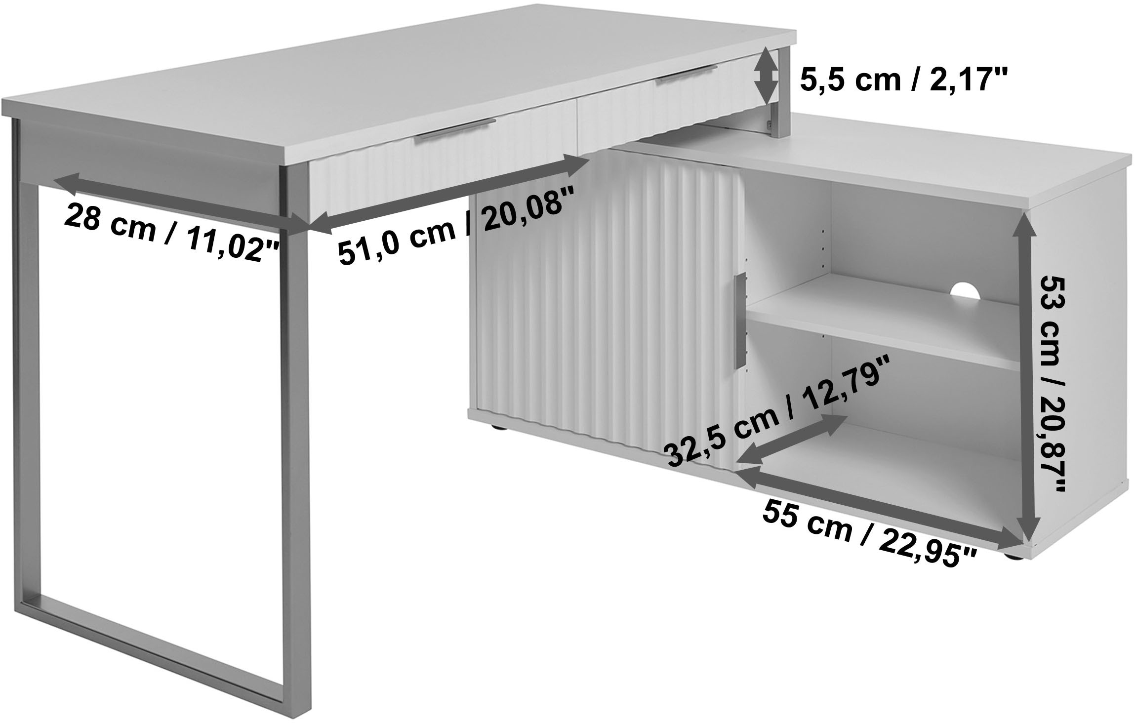 Jahnke Bureau d'angle »CARVE C 145 E« 1 cuis tlg. montage réversible, avec porte coulissante, dimensions 144 x 115 cm