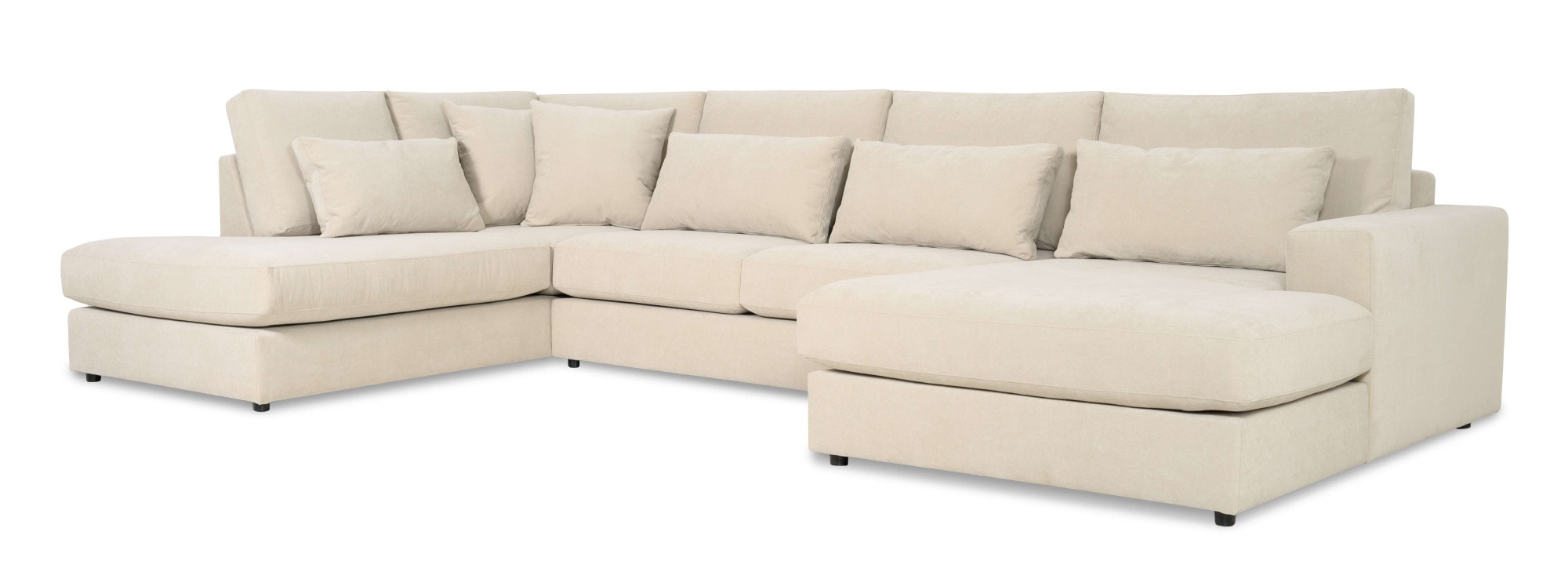 GOODproduct Wohnlandschaft »Nivette, weiches Chenille« Breite 386 cm, U-Form, bodentief, 6 Zierkissen inkl.