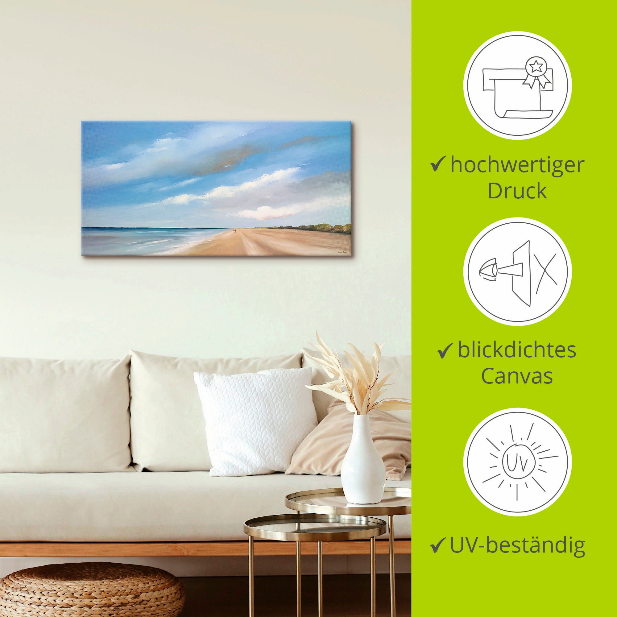 Artland Leinwandbild »Am Strand entlang III« Strand 1 Stk. tlg. auf Holzrahmen gespannt