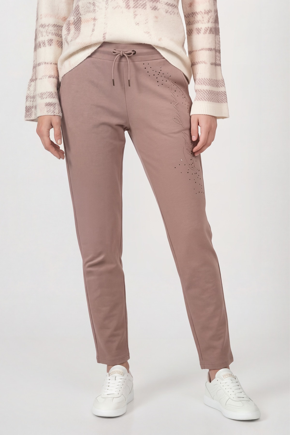 Image of Monari Sweathose "Hose Sweat" Regular fit mit Strassdetails