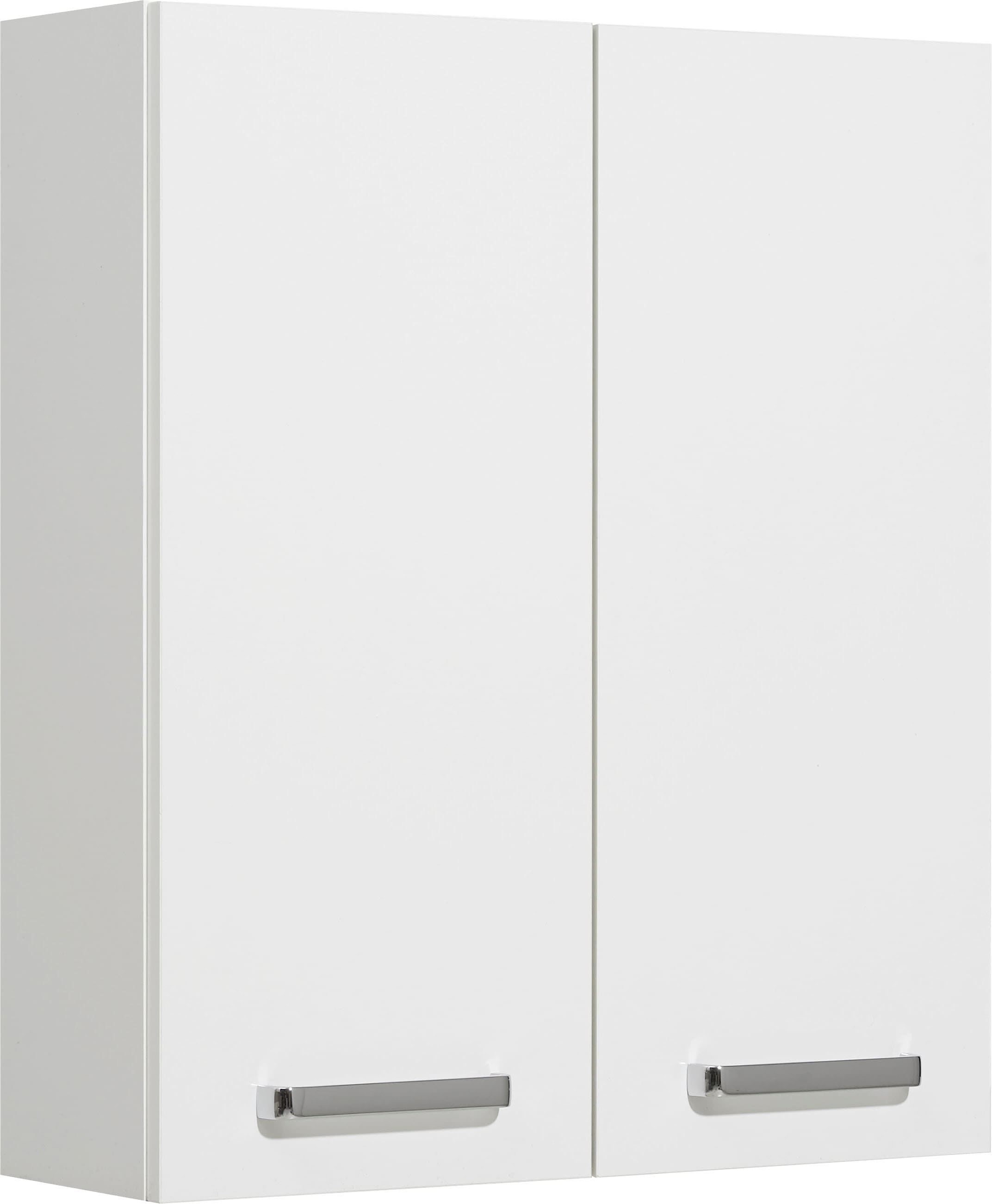 Image of Saphir Hängeschrank "Quickset Wand-Badschrank 60 cm breit mit 2 Türen und 2 Einlegeböden" Badezimmer-Hängeschrank inkl. Türdämpfer, Griffe in Chrom Glanz
