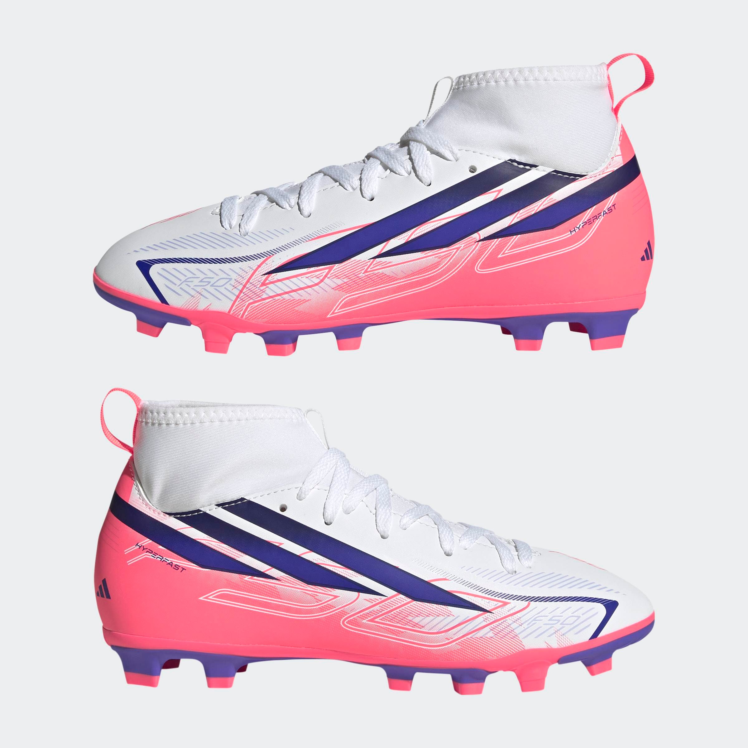 adidas Performance Chaussure de football »F50 HYPERFAST CLUB KIDS , FESTE BÖDEN/GEMISCHTE BÖDEN, HALBHOCH GESCHN«  adapté à de nombreux types de sols, pour adolescents et enfants