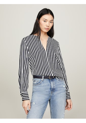 Langarmbluse »FLUID STRIPE V-NECK LS BLOUSE«, Im mocischem Streifen