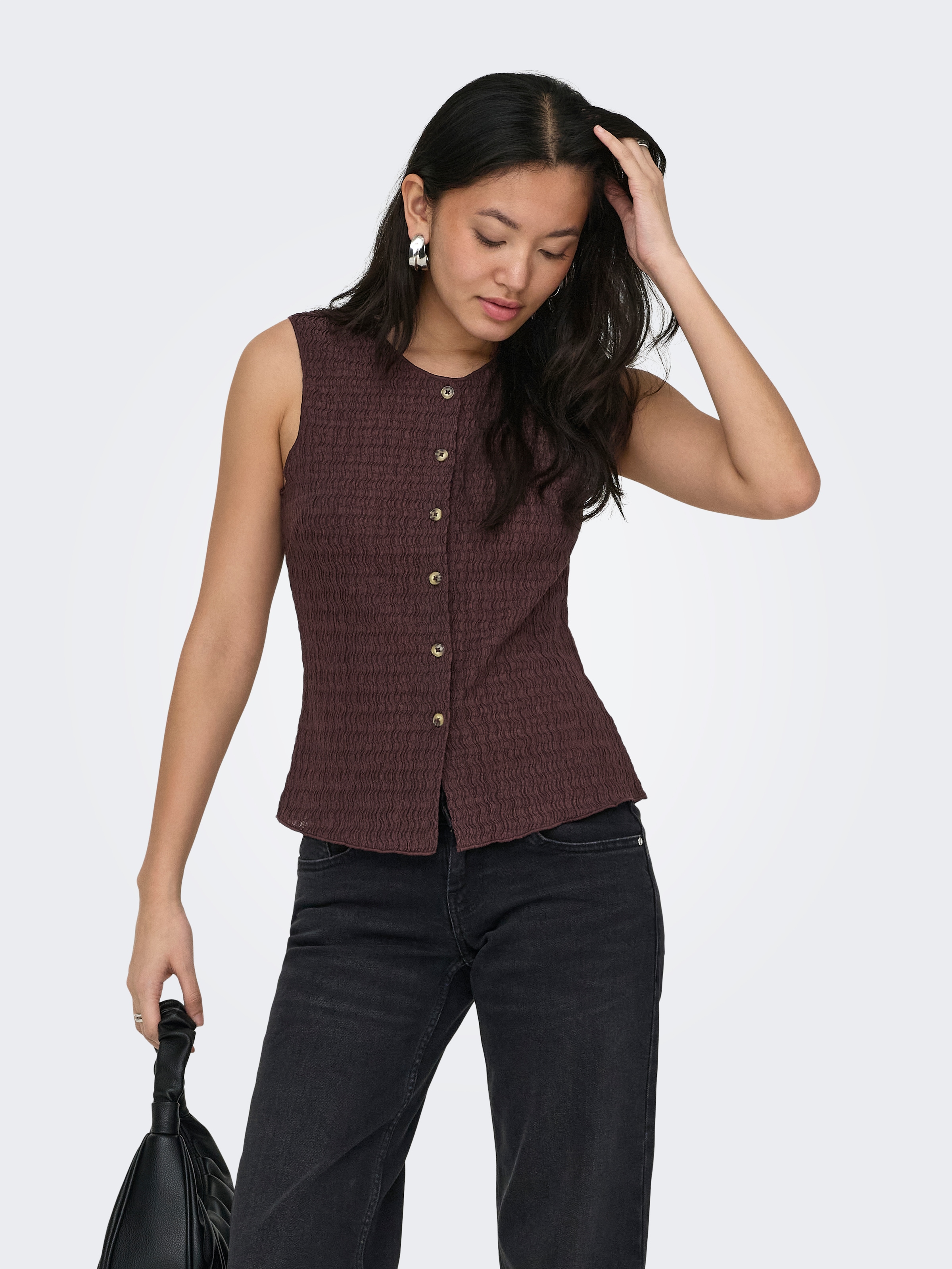 ONLY Gilet en jersey »ONLILSE S/L STRUCTURE VEST JRS NOOS« Kunstfaser, Rundhalsausschnitt