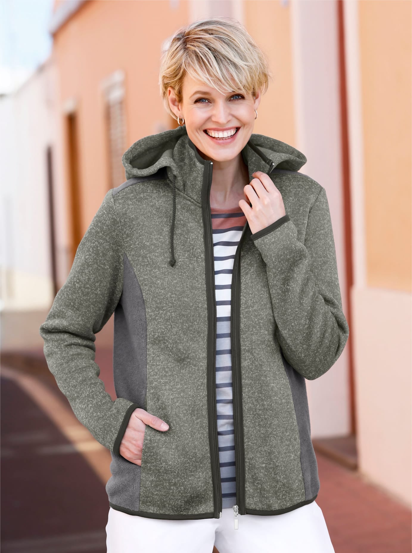 Image of Classic Basics Strickfleecejacke mit Kapuze