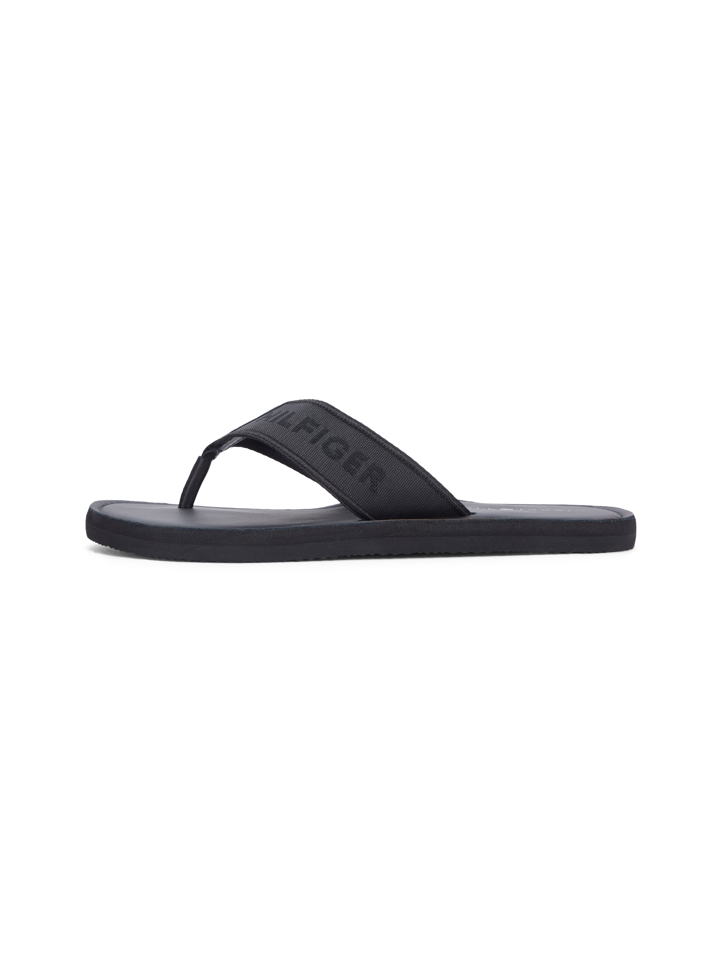 Tommy Hilfiger Séparateur d'orteils »HILFIGER LEATHER BEACH SANDAL«  chaussure d'été, plate avec broderie logo tendance