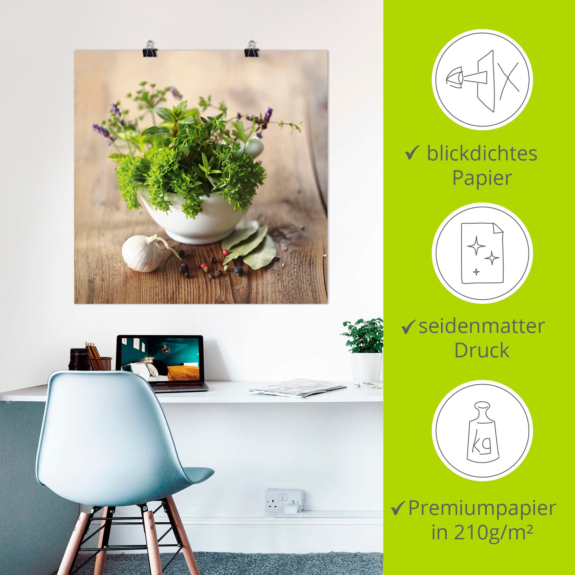 Artland Wandbild »Verschiedene Kräuter - Küche« Arrangements 1 Stk. tlg. als Alubild, Leinwandbild, Poster in verschied. Grössen