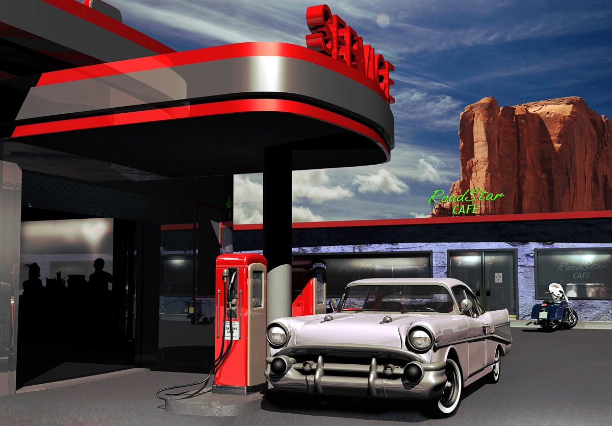 Image of Papermoon Fototapete »Tankstelle«, Vliestapete, hochwertiger Digitaldruck, inklusive Kleister bei Ackermann Versand Schweiz