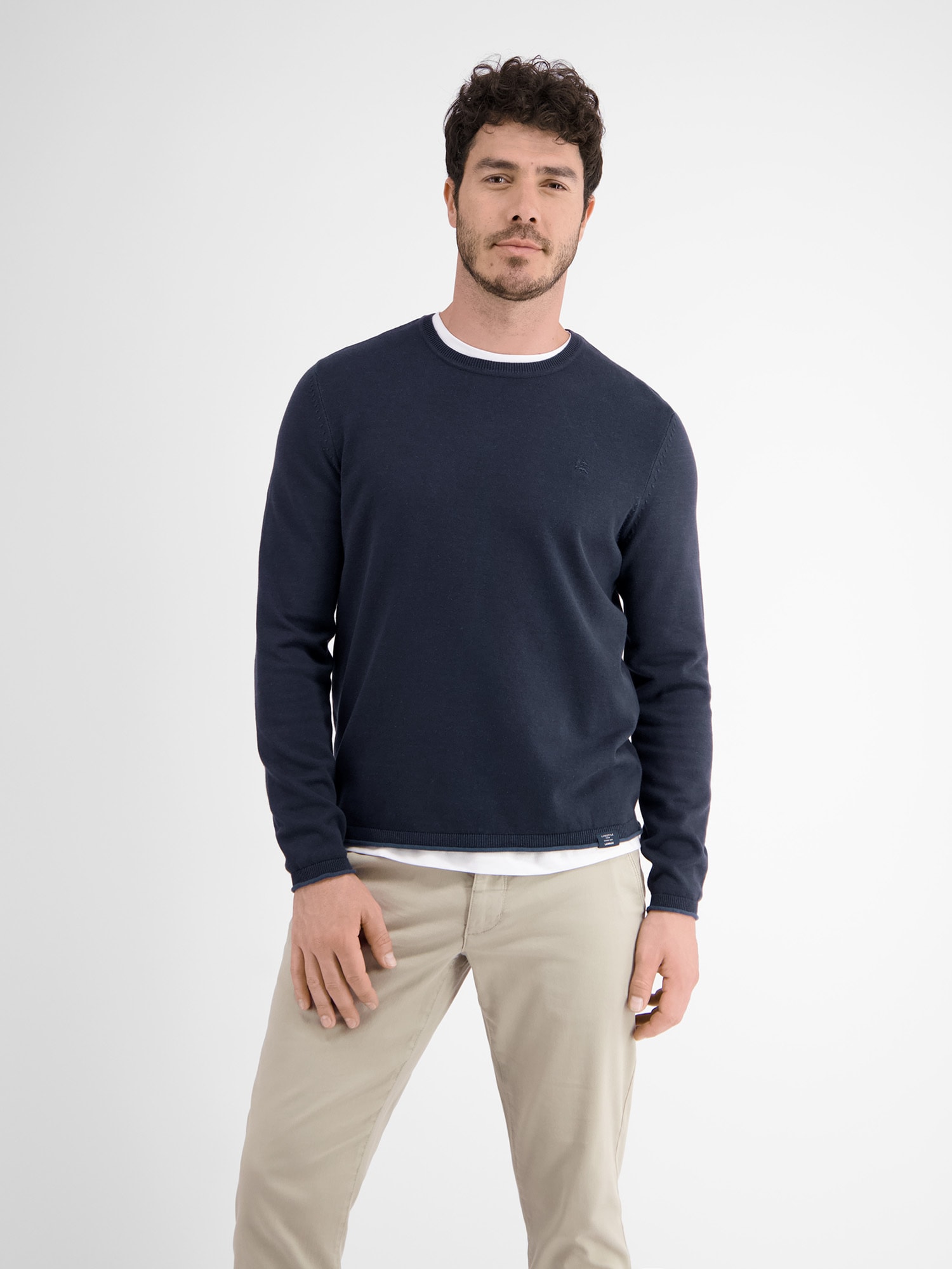 LERROS Strickpullover »Rundhalspullover, Flachstrick«