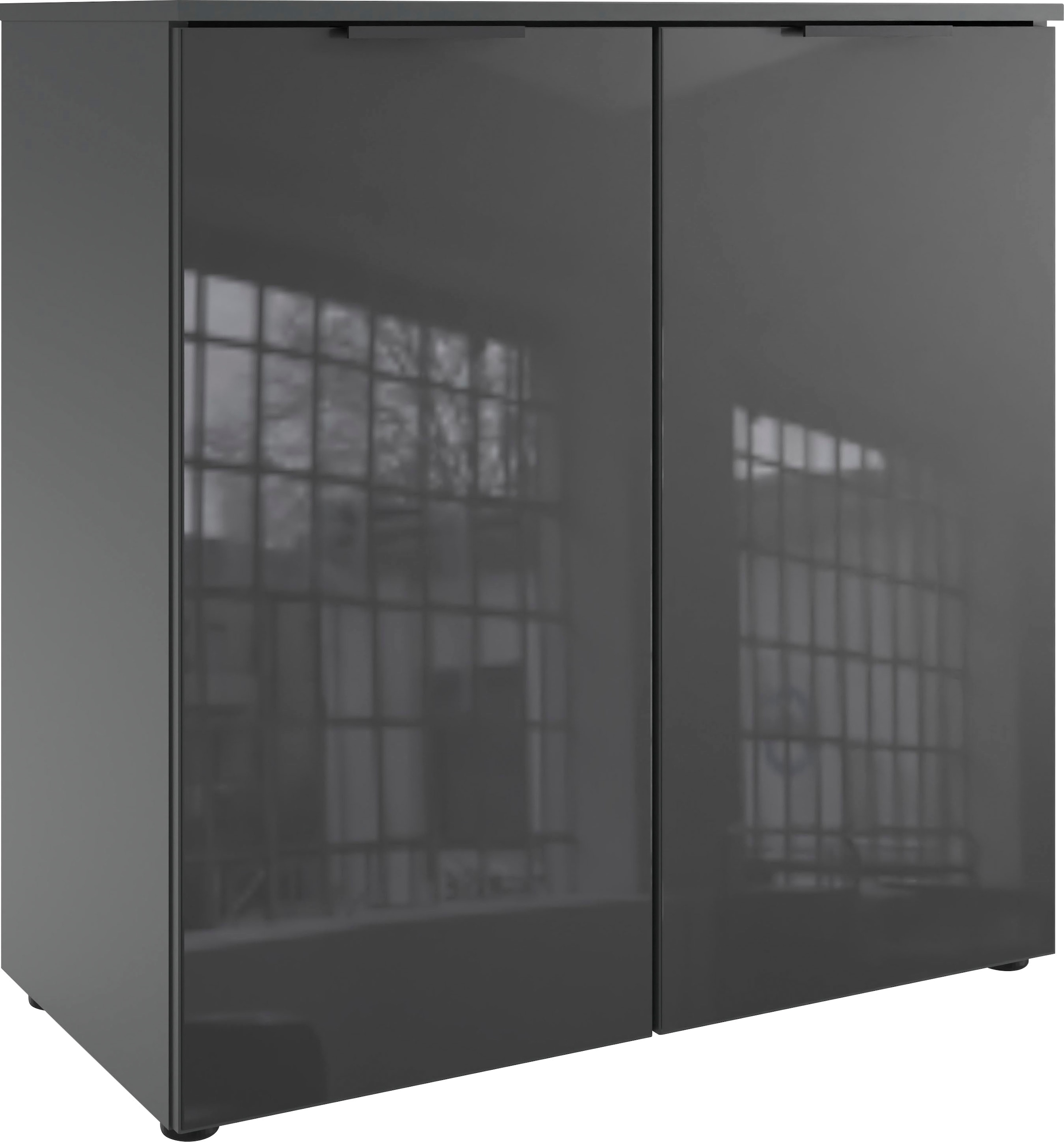 Image of Wimex Kommode "Level36 black C by fresh to go" mit Glaselementen auf der Front, soft-close Funktion, 81cm breit