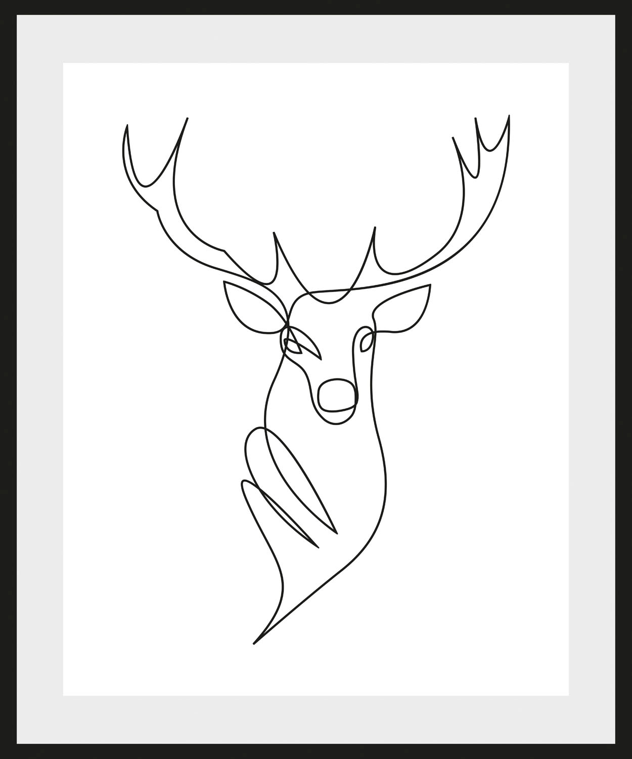 queence Bild »Walt«, Hirsch-Hirschbilder-Schwarz-Weiss-Kunst, (1 St.), HD Premium Poster-Druck inkl. Holzrahmen
