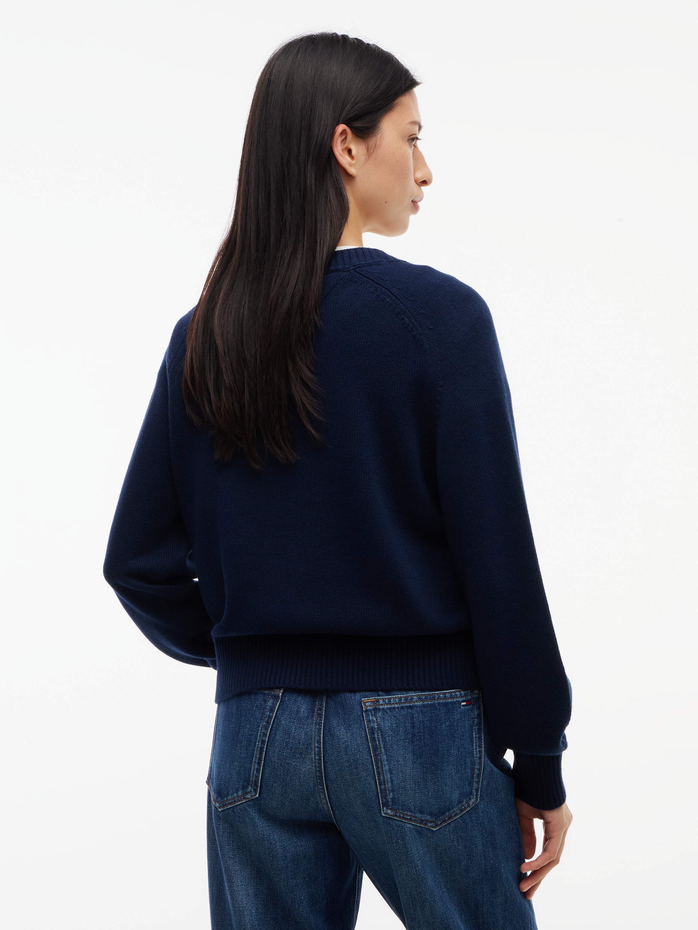 Tommy Jeans Rundhalspullover »TJW FLAG SWEATER EXT« Baumwollmischung