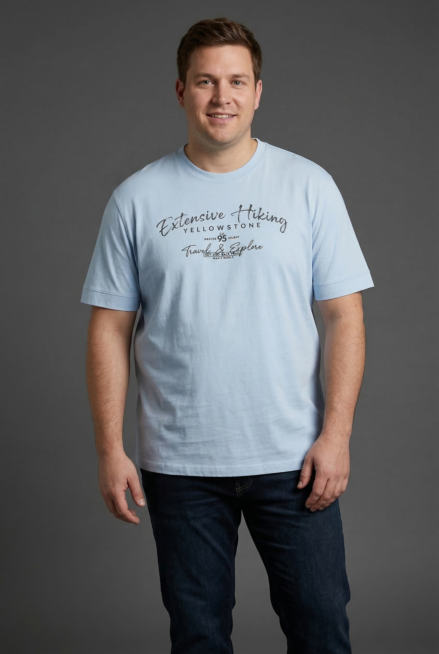 Man's World Plus Shirt à col rond »auch in Grosse Grössen bis Gr. 7XL Ärmel-Fit« 2er- Pack,  Regular Fit, Kurzarm, mit Rundhalsausschnitt, bedruckt