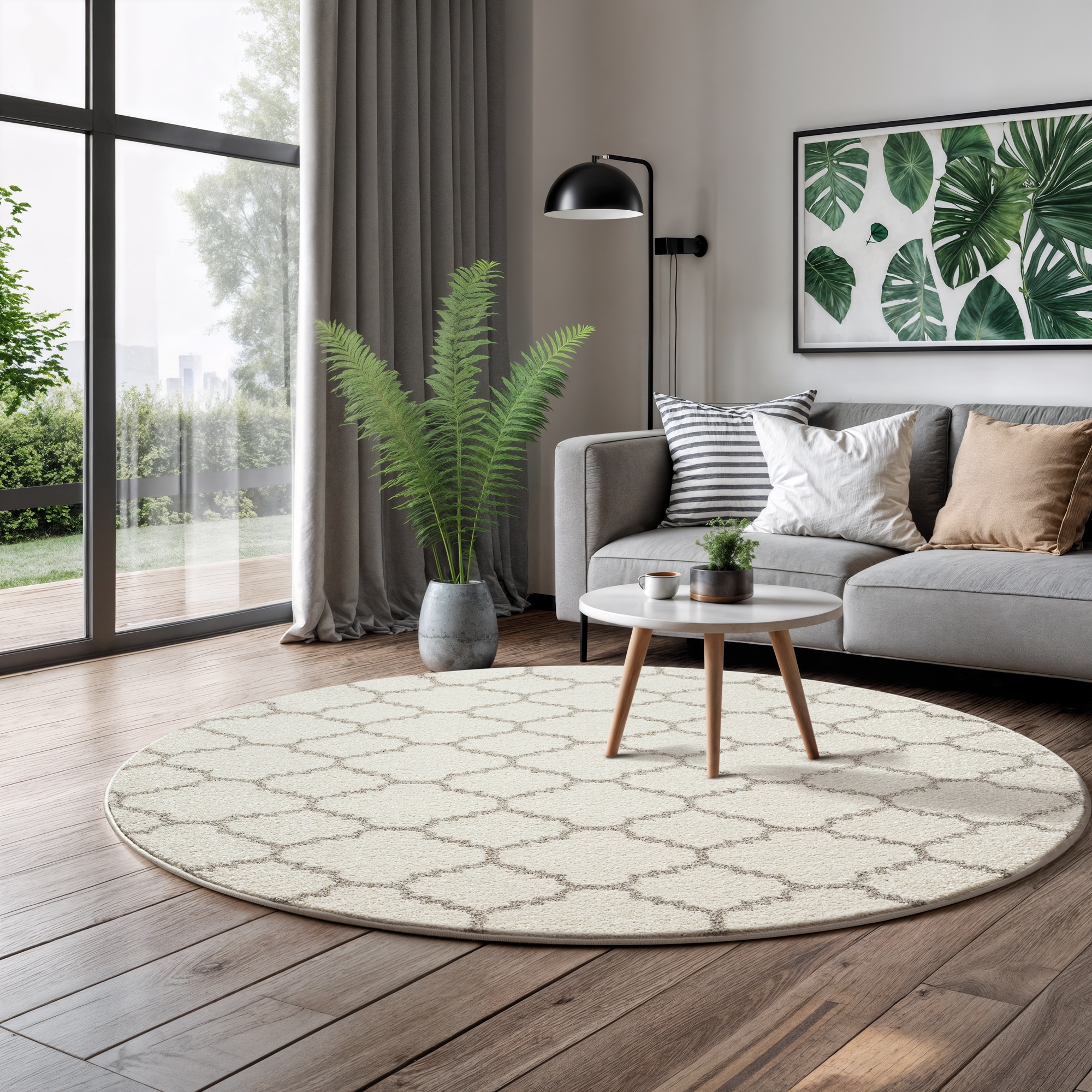 Sanat Teppich »Boho 8202  , auch als Läufer und in Rund« rund 10 mm Höhe Kurzflor, robust, Boho, Scandic, für Fussbodenheizung geeignet