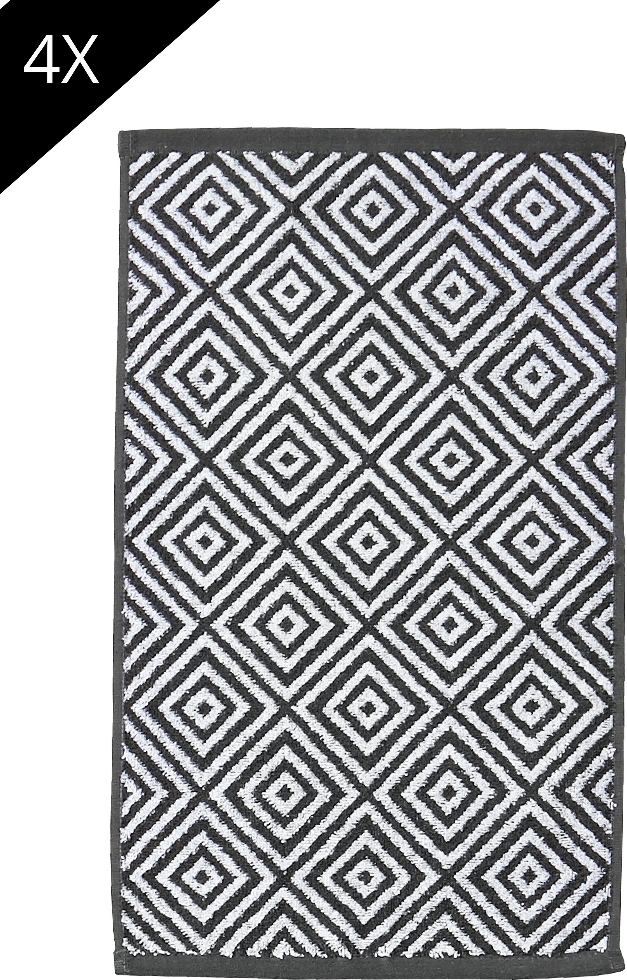 Image of done.® Handtuch Set »Daily Shapes Diamond«, Set, 4 tlg., Jacquard-Walkfrottier, Gästehandtücher, Jacquardgewebe, modernes Rauten Muster bei Ackermann Versand Schweiz