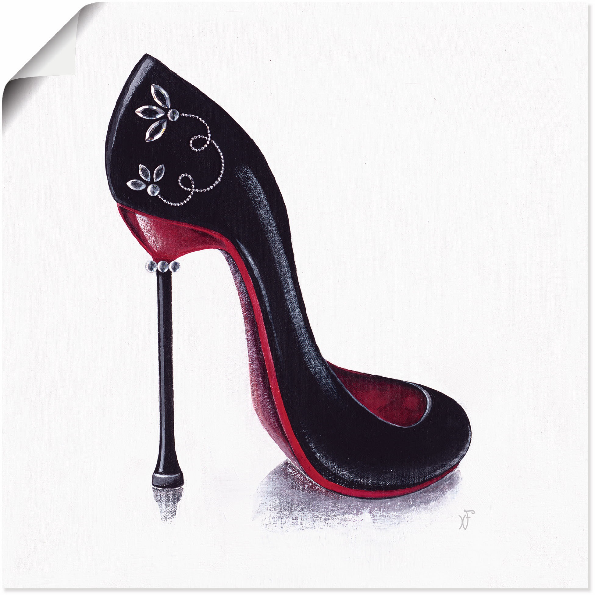 Image of Artland Wandbild »Damenschuh Schwarzes Modell Diamanten«, Modebilder, (1 St.), in vielen Grössen & Produktarten - Alubild / Outdoorbild für den Aussenbereich, Leinwandbild, Poster, Wandaufkleber / Wandtattoo auch für Badezimmer geeignet bei Ackermann Vers