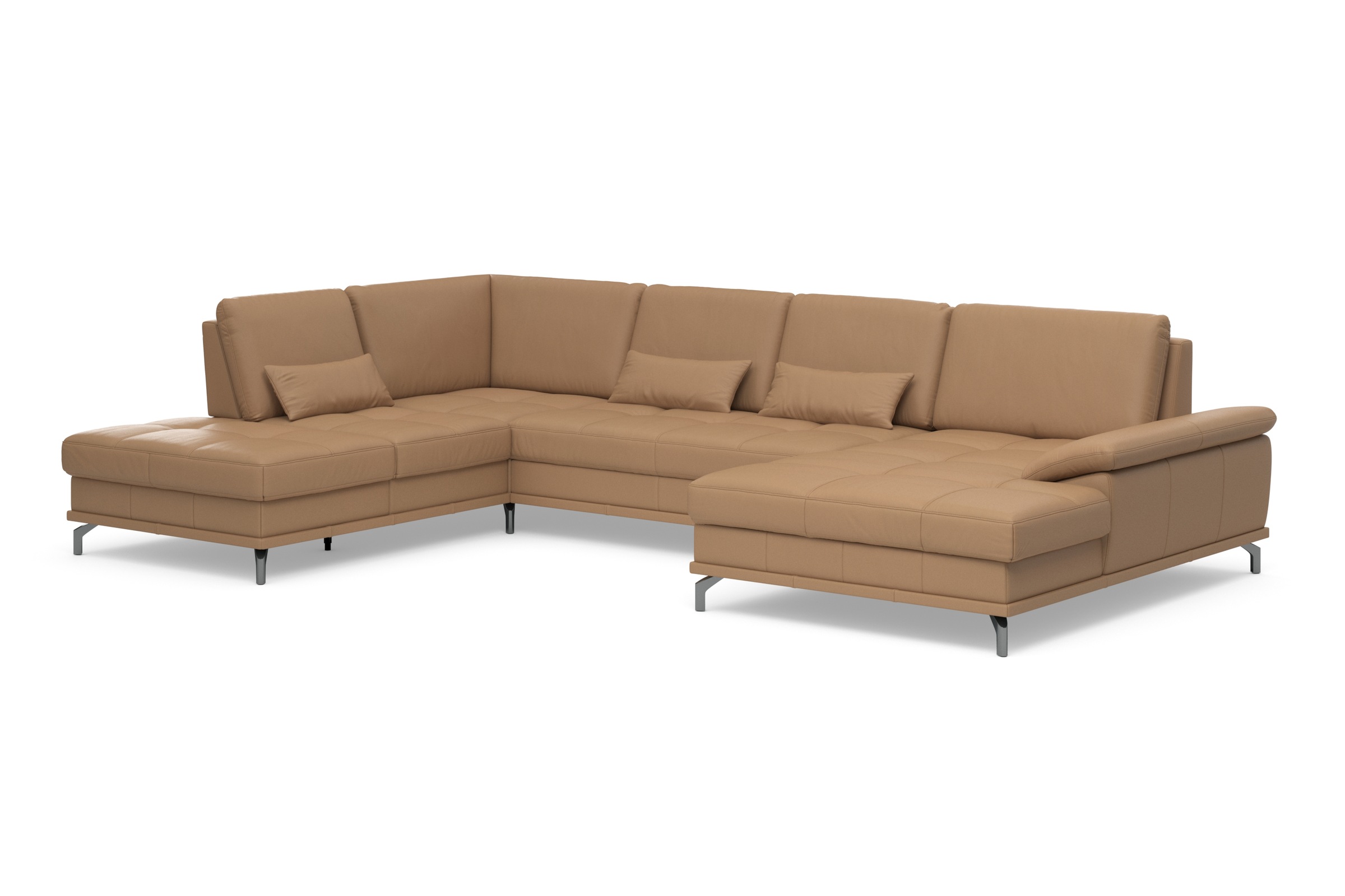 Places of Style Wohnlandschaft »Costello U-Form, mit Sitztiefenverstellung, Armteilverstellung und«, 3 Nierenkissen, optional Bettfunktion und Bettkasten