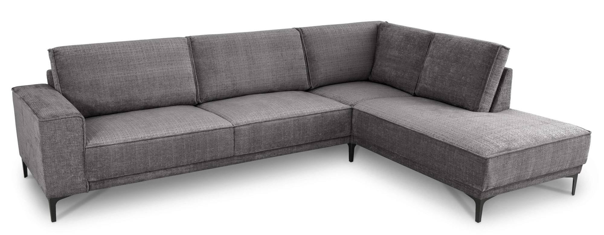 Places of Style Ecksofa »Polsterecke Oland, Struktur, Flachgewebe, Luxus-Microfaser, Boucle«, L-Form, 289 cm, Wellenunterfederung, Skandi-Design, Metallfüsse