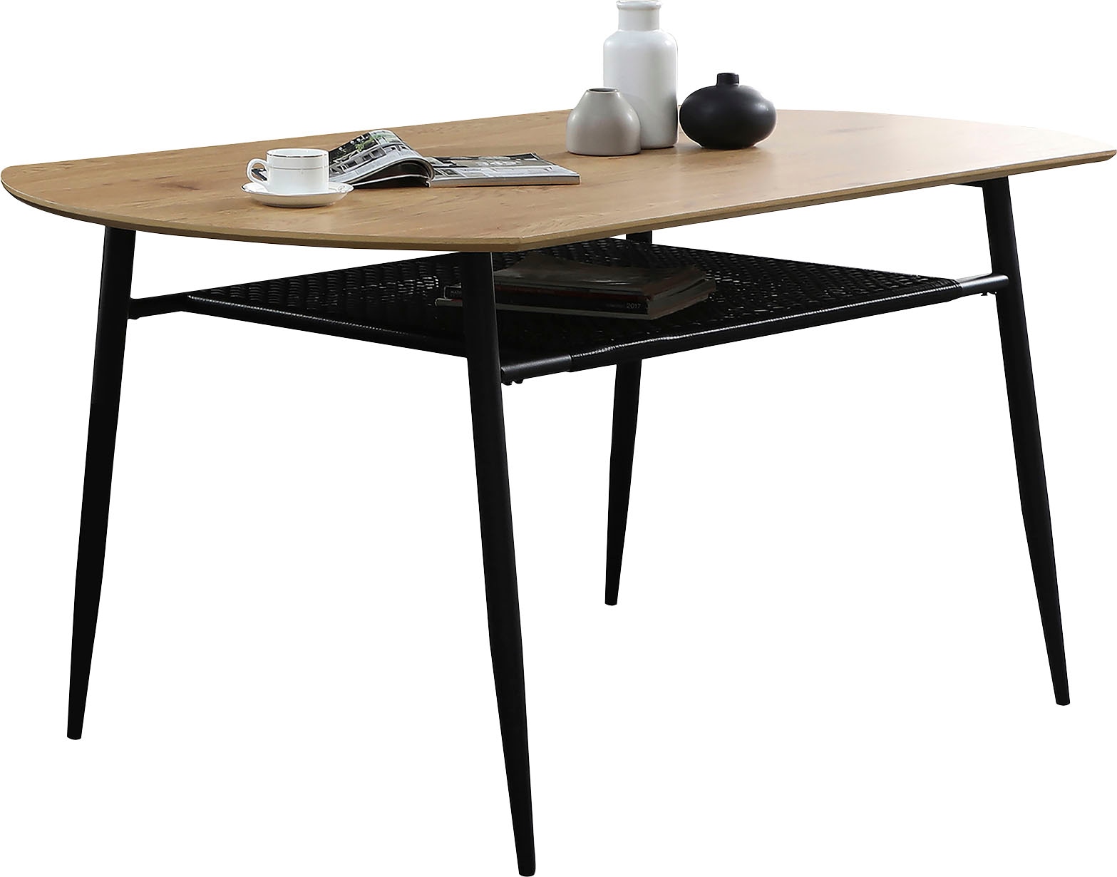 Image of SalesFever Esstisch "Familienfreundlicher Tisch" Stilvolle Ablage aus Metall und Polyrattan
