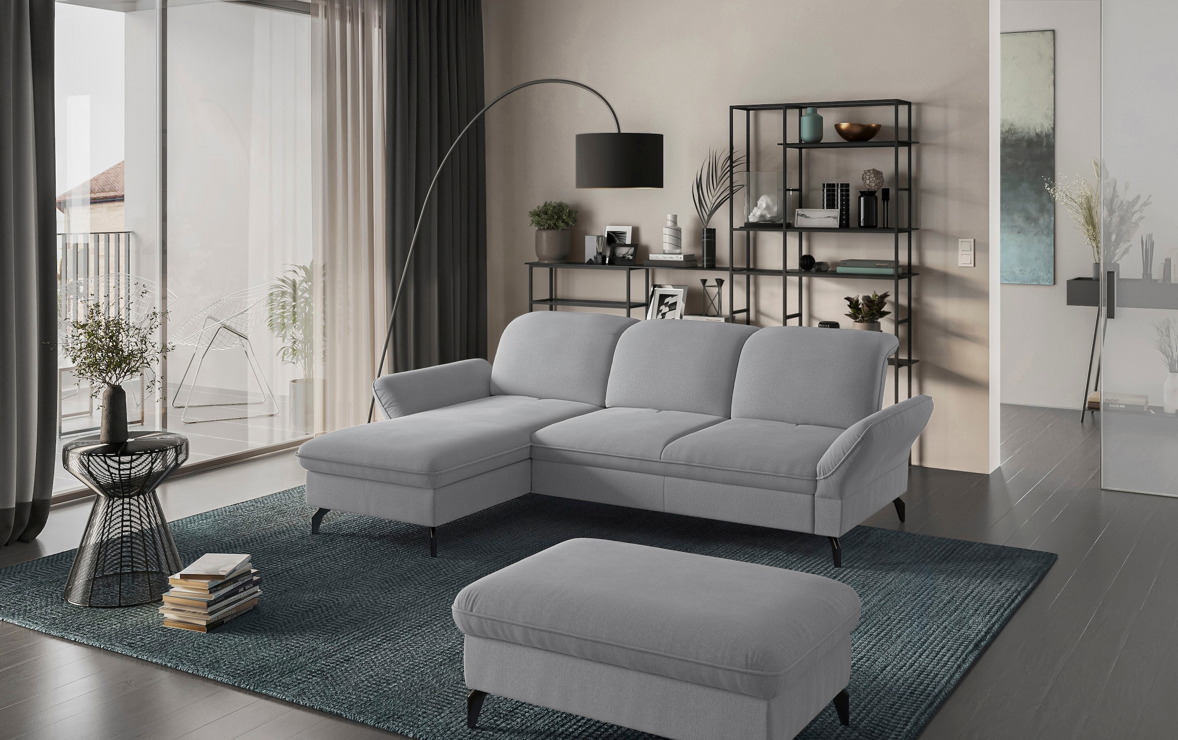 sit&more Ecksofa »Leandro L-Form« Wahlweise mit Bett- , Kopfteil - und Armlehnfunktion, sowie Bettkasten