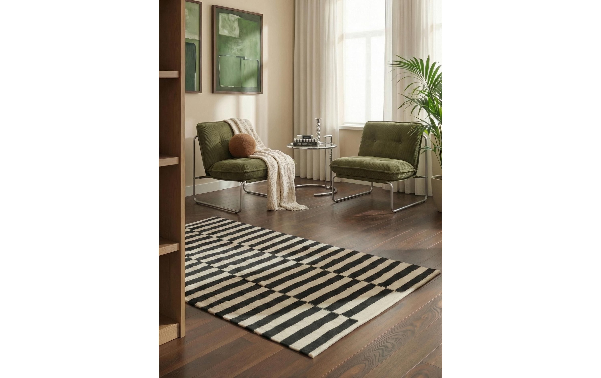 HANSE Home Teppich »Vika , schwarz-weiss« rechteckig 5 mm Höhe Handgewebt, Wolle, Natur, Läufer, Wohnzimmer, Schlafzimmer, Streifen