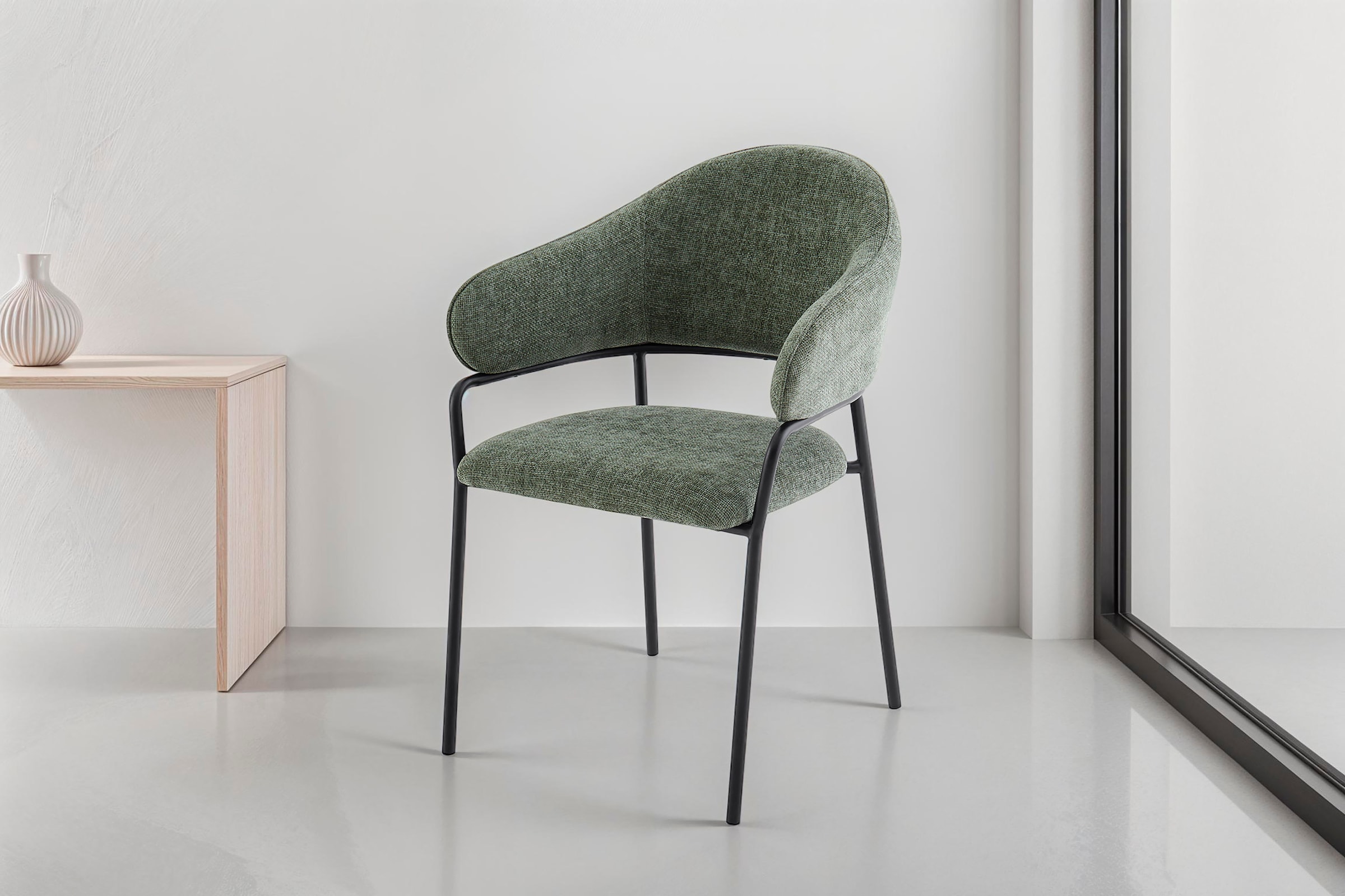 byLIVING Chaise de salle à manger »Curve« (Set) 2 cuismoderner Stoff Stuhl mit gemütlichem Sitzkomfort, verschiedene Farben.