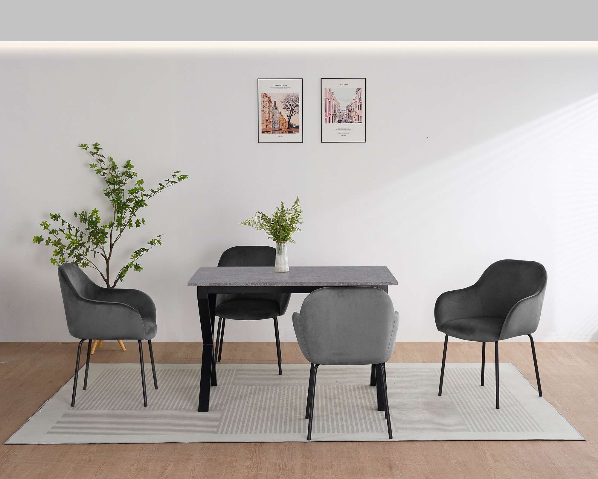 GOODproduct Chaise de salle à manger »Dannika« () pflegeleichter Veloursstoff, schwarze Metallbeine, Sitzbreite 41 cm