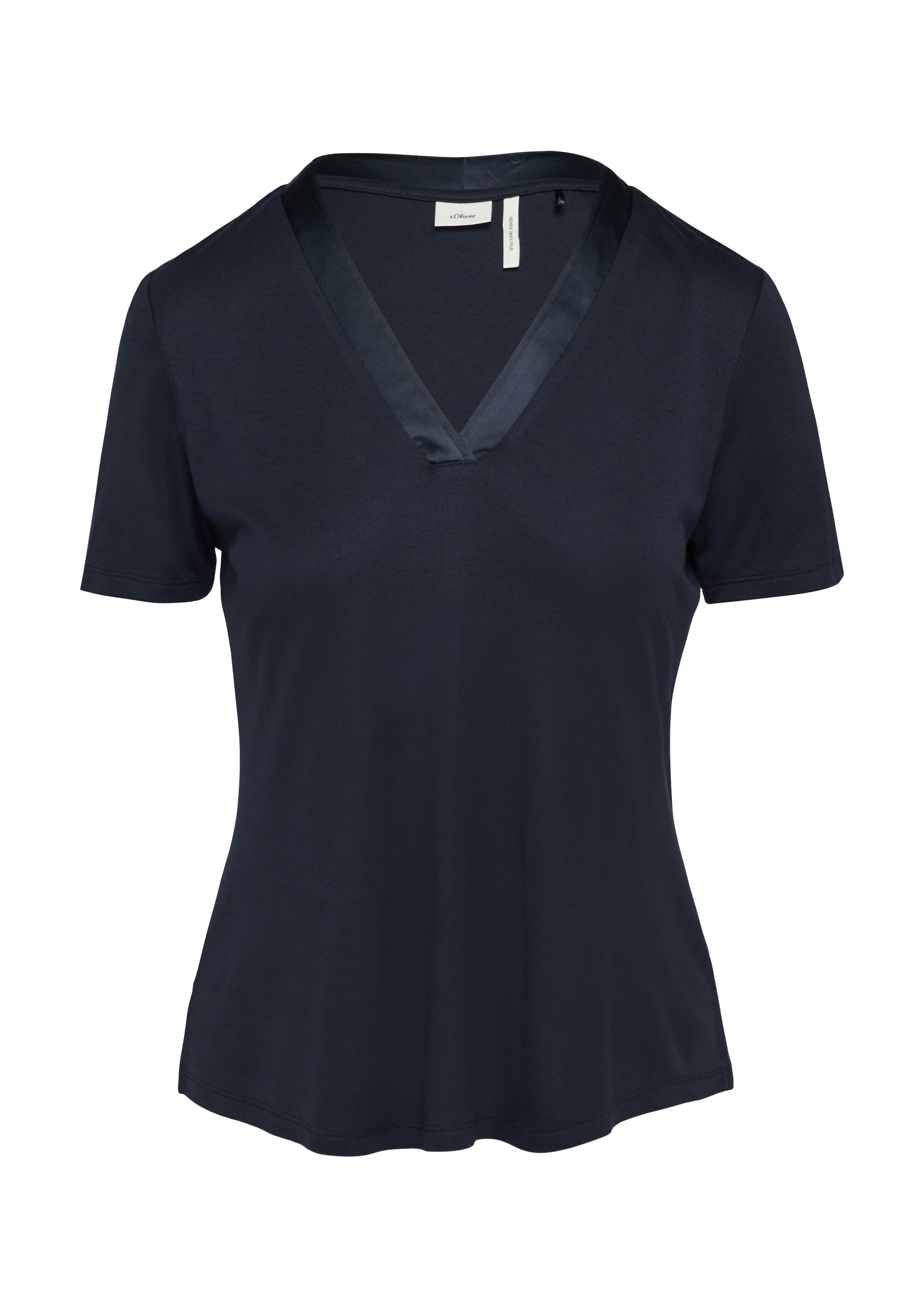 s.Oliver BLACK LABEL T-shirt avec encolure en V satinée
