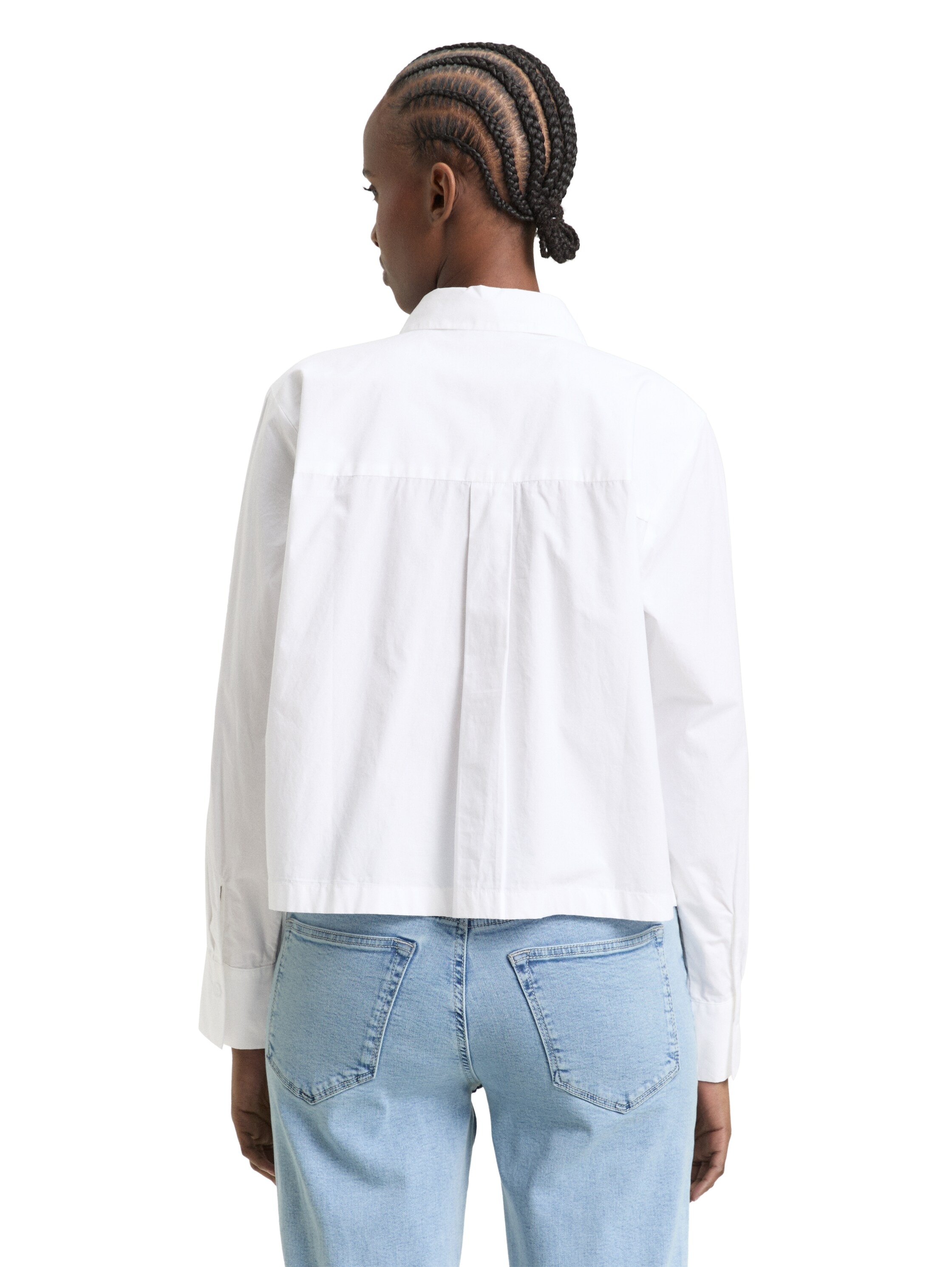 TOM TAILOR Denim Blouse à manches longues gestreift, kurze Form, mit Brusttasche