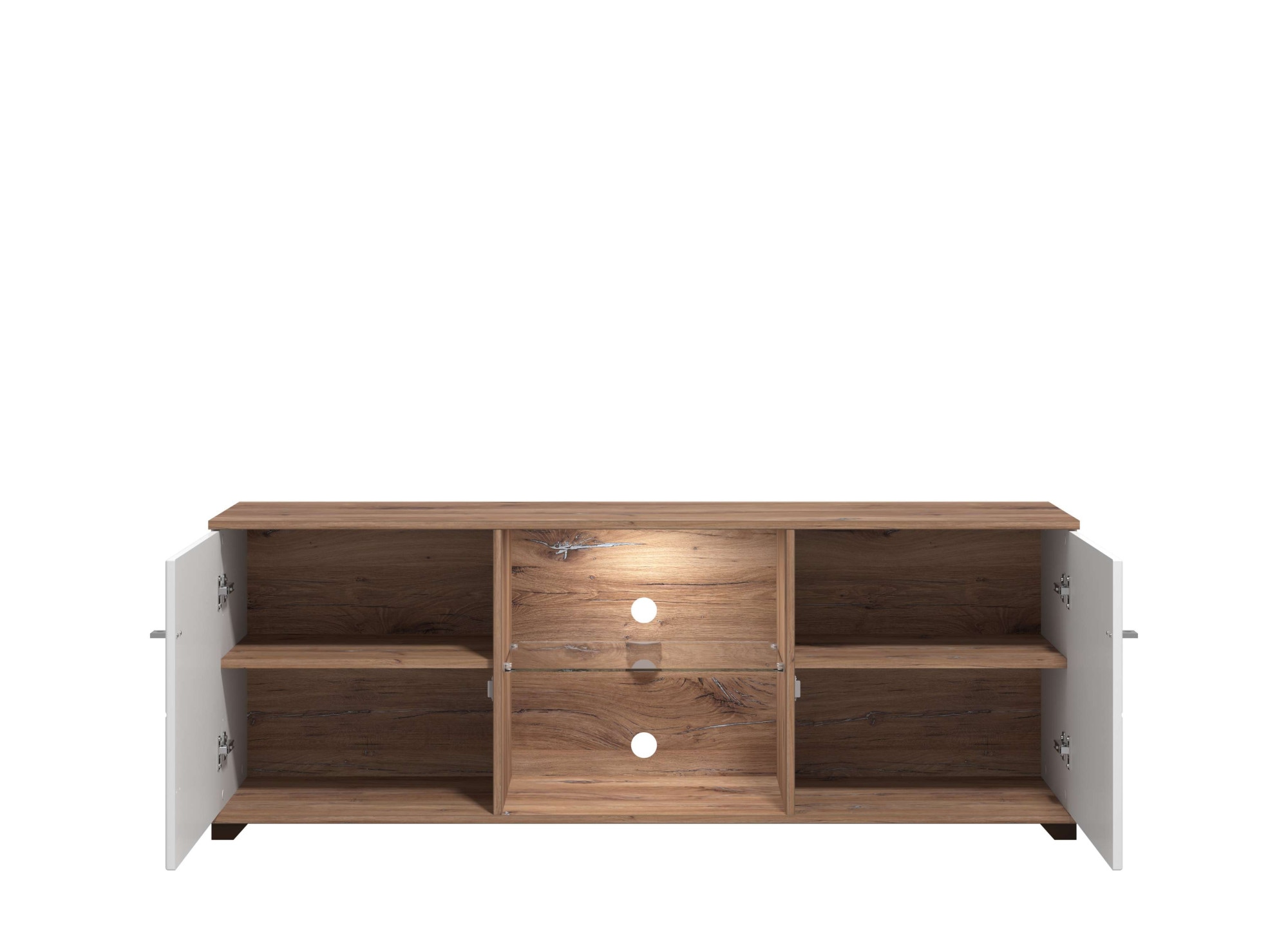 INOSIGN TV-Board »Burgundy Lowboard, TV-Schrank, TV-Ständer, Hochglanzfonten« Hochglanzfronten und eine Innenausstattung in Flagstaff Eiche