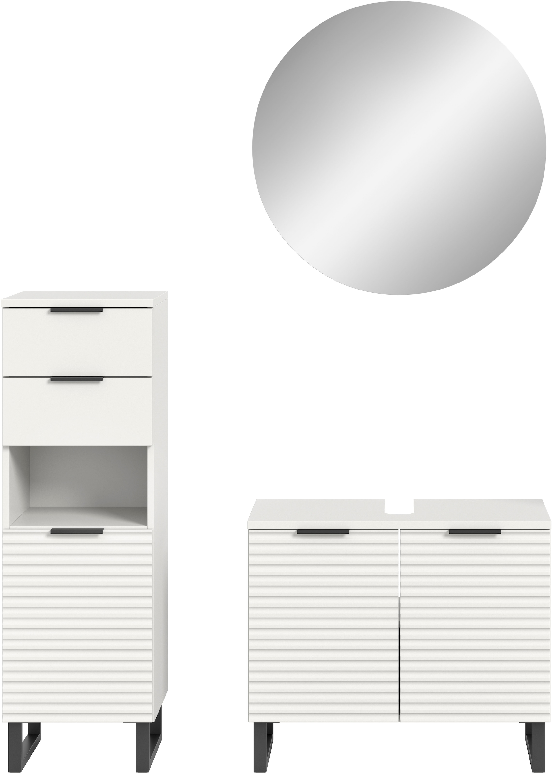 Image of welltime Badmöbel-Set "Litica, Breite 120 cm, hochwertige Rillenfräsung, Metallkufen" 3 Stk. tlg.