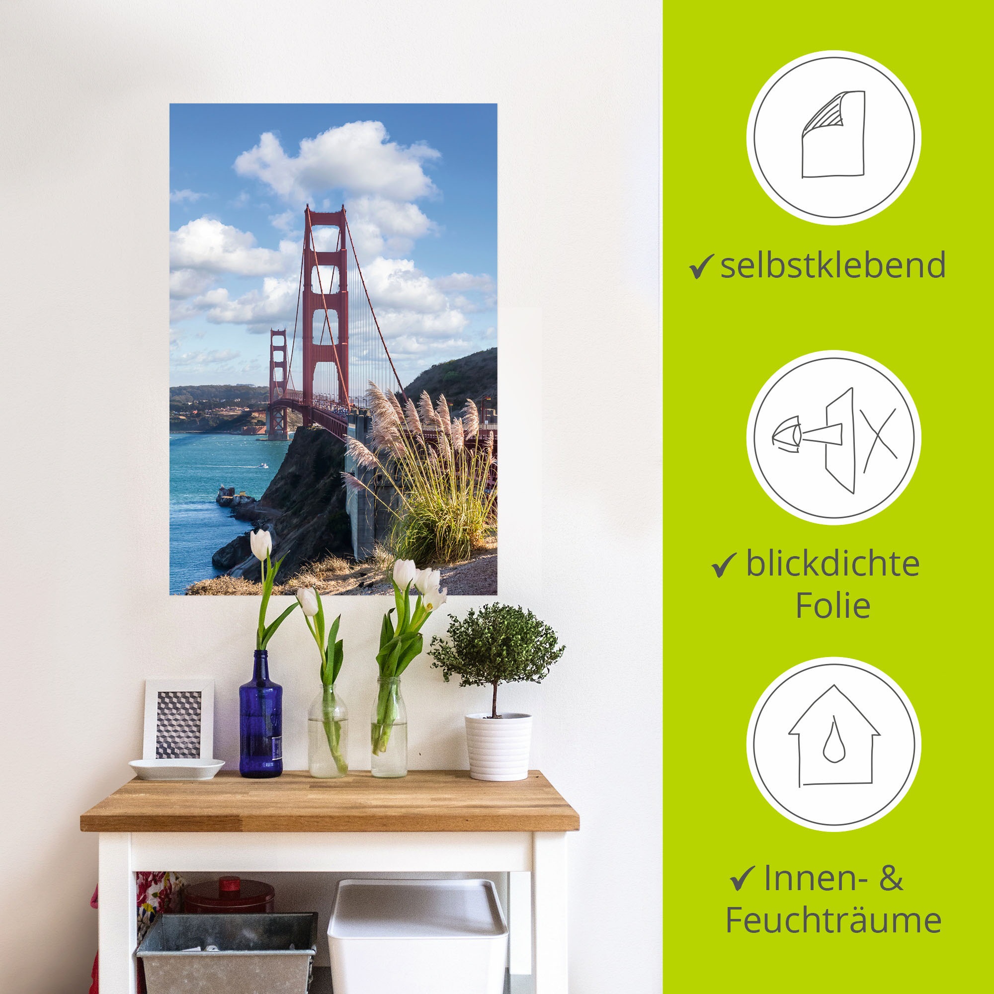 Artland Wandbild »SAN San FRANCISCO (1 St.), Golden oder Poster versch. Francisco, Alubild, Bridge«, Leinwandbild, Grössen Gate Wandaufkleber in als