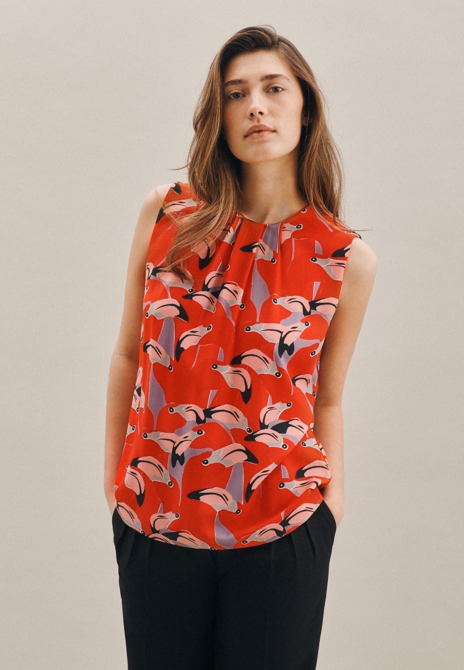 Image of seidensticker Shirtbluse »Schwarze Rose«, Ohne Arm Rundhals Druck bei Ackermann Versand Schweiz