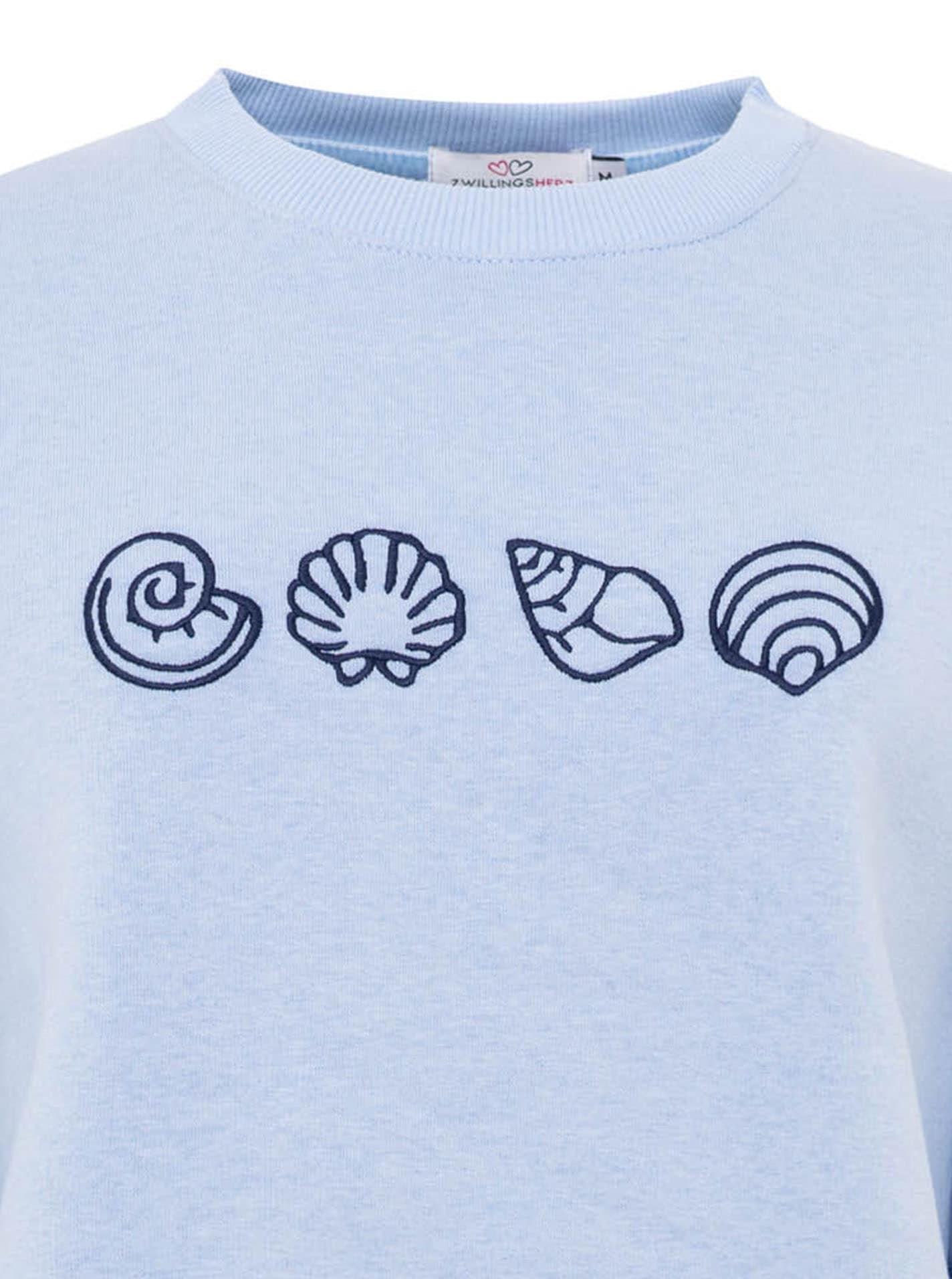 Zwillingsherz Hoodie »"Muscheln"«, Aufwendige Muschel-Stickerei auf der Vorderseite, Rundhals, Ankerpatch
