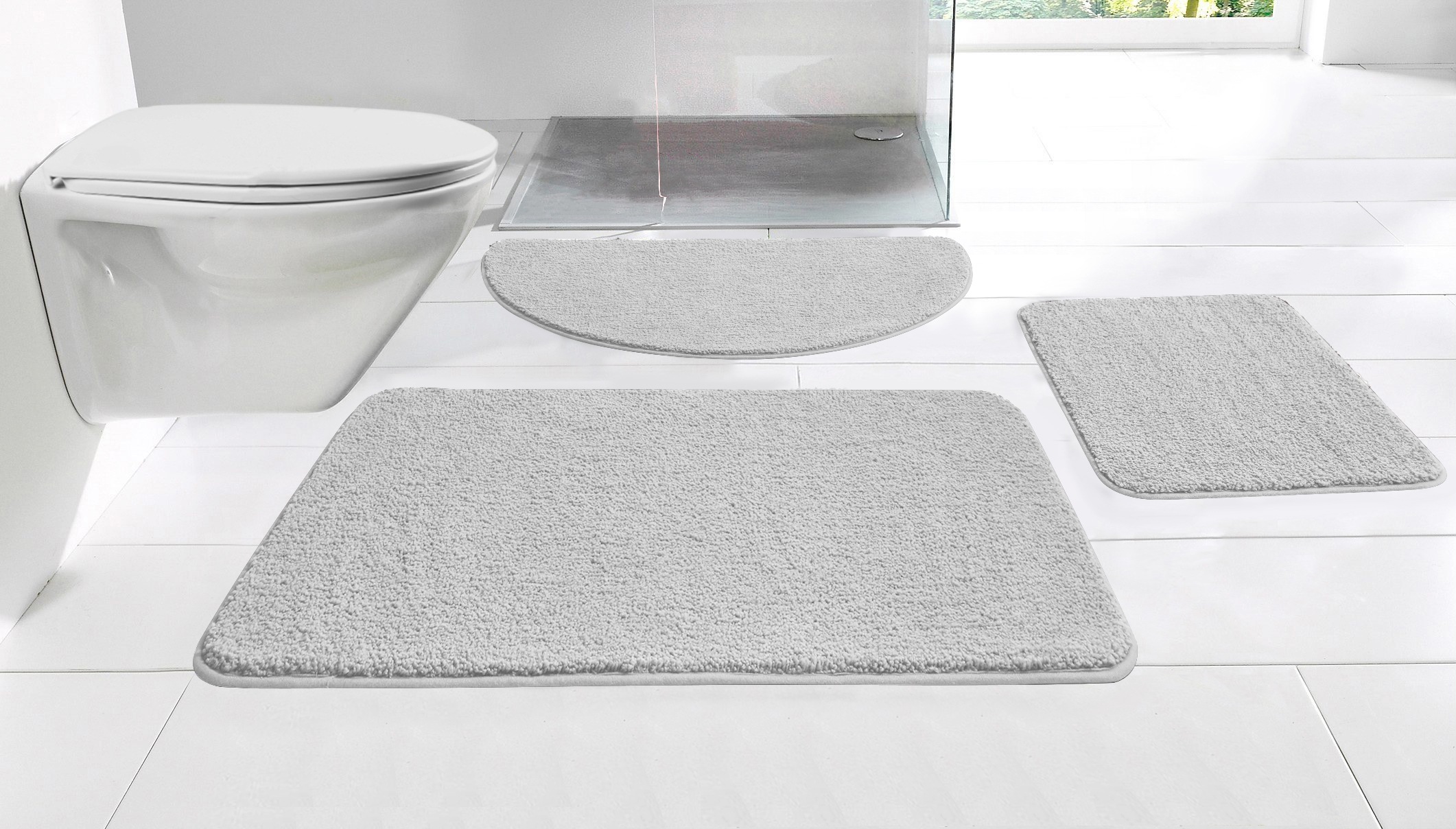 Image of GOODproduct Badematte "Regona, Badteppich, Badvorleger, Badezimmer Teppich" Höhe 15 mm rutschhemmend beschichtet fussbodenheizungsgeeignet schnell trocknend strapazierfähig Uni Farben, besonders weich, als rechteckig und halbrund erhältlich