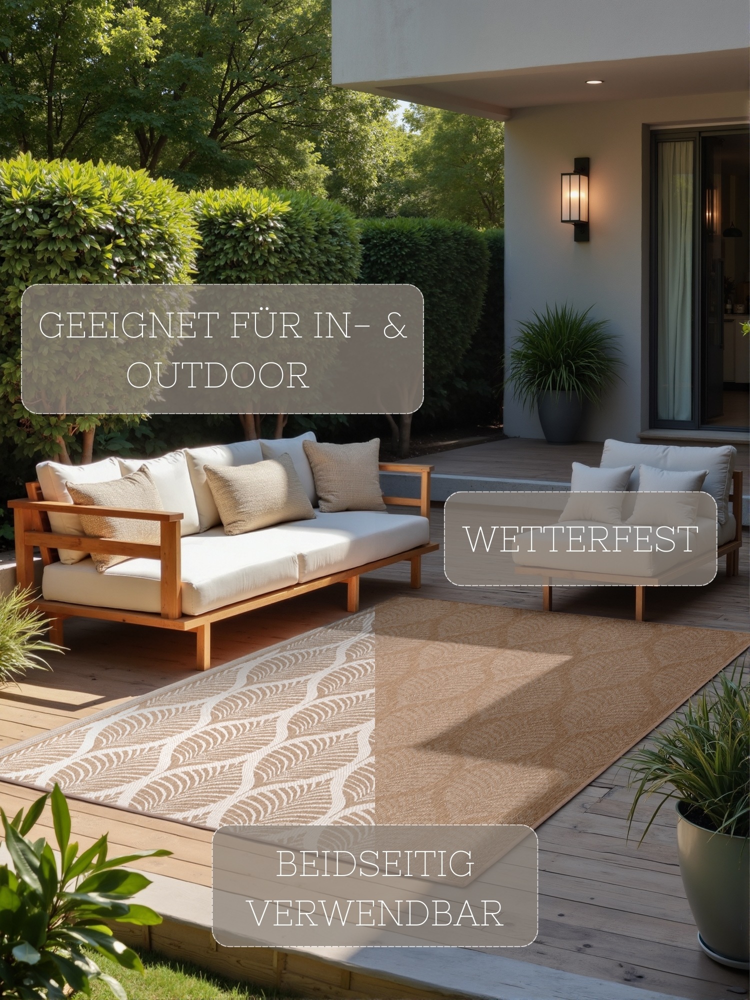 HANSE Home Outdoorteppich »Liora Wendeteppich«, rechteckig, 5 mm Höhe, Läufer, In und Outdoor, Flachgewebe, wetterfest, pflegeleicht, robust