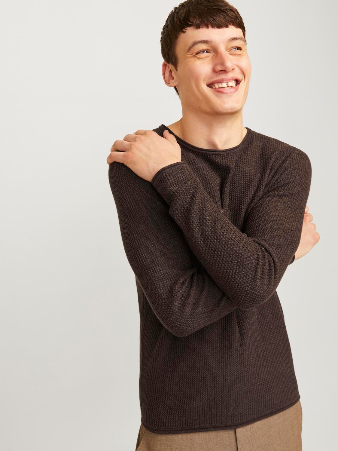 Jack & Jones Rundhalspullover »JJECOOPER KNIT CREW NECK NOOS«, in Strick Optik