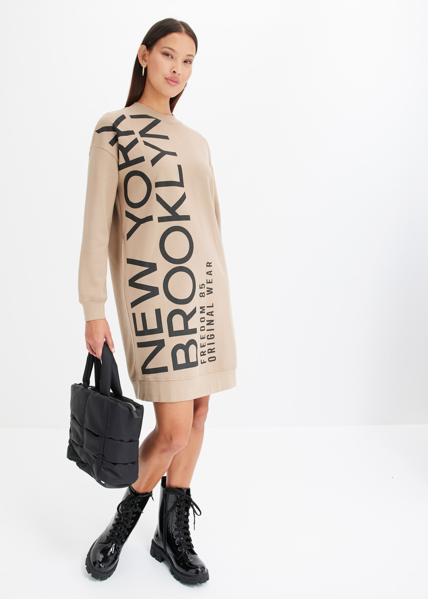 bonprix Robe en sweat »Oversize-Sweatkleid aus weichem Baumwoll-Mix« für den Alltag, aus Baumwoll-Mix, Oversize-Passform, im Casual Stil