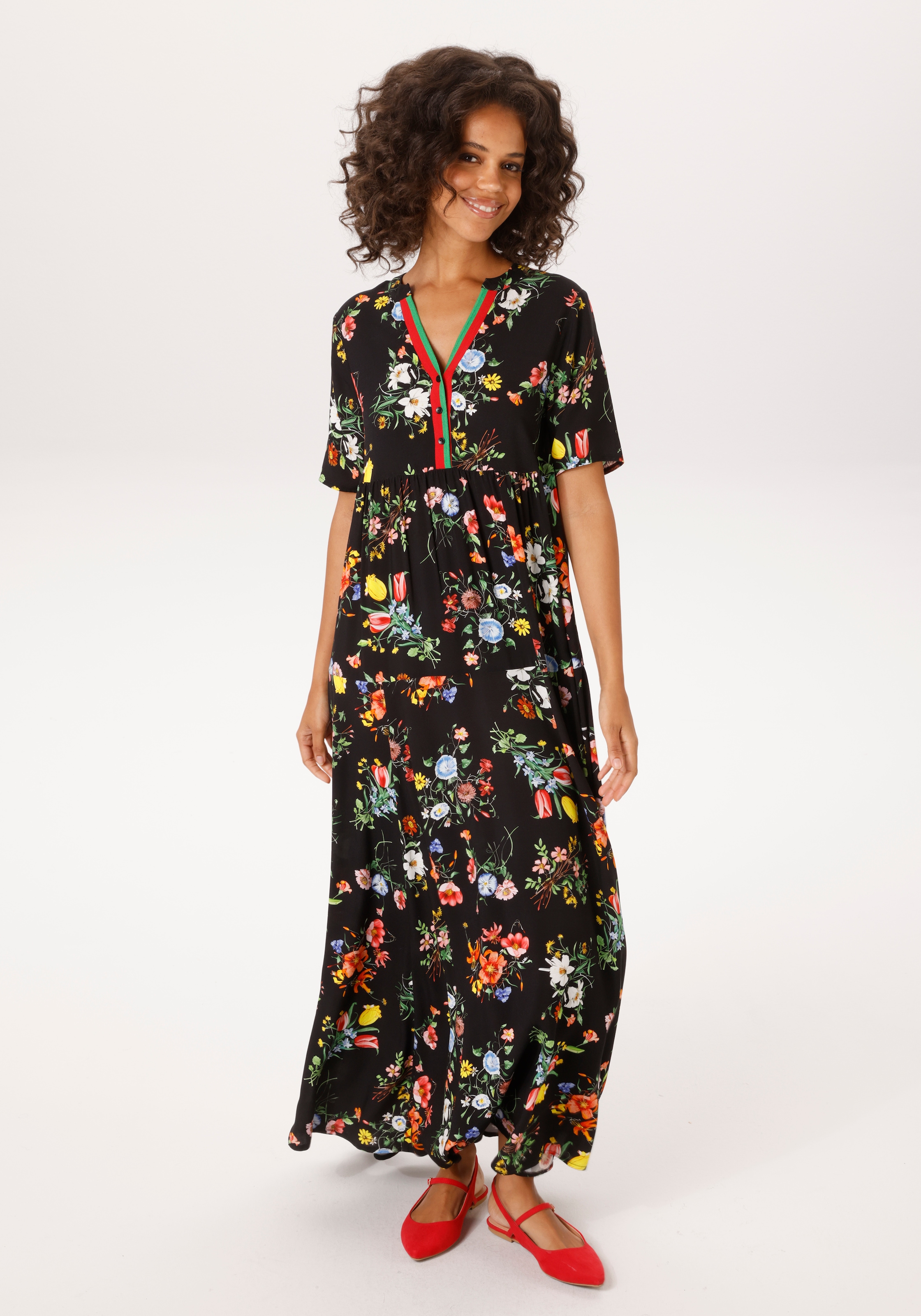 Image of Aniston CASUAL Sommerkleid mit farbenfrohen Blumendruck - jedes Teil ein Unikat