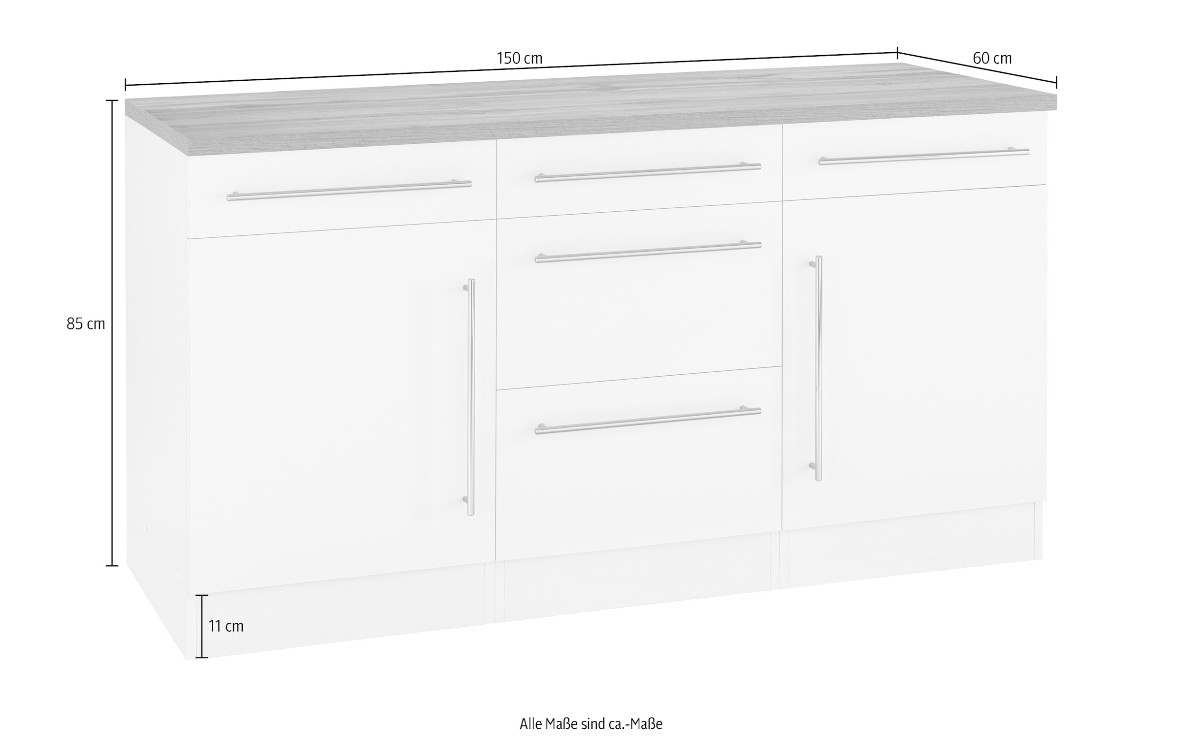KOCHSTATION Unterschrank »KS-Samos« Breite 150 cm