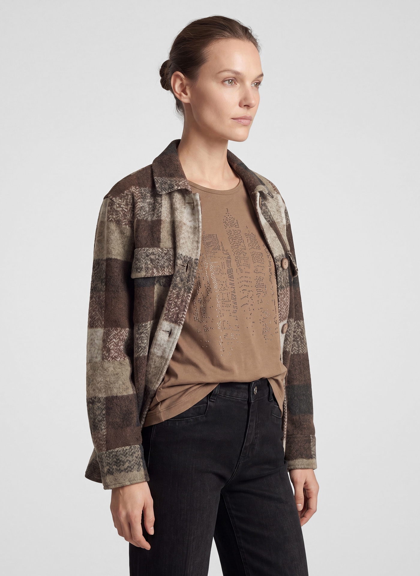Image of Rabe Hemdjacke ohne Kapuze im Karo-Look und mit Knopfleiste