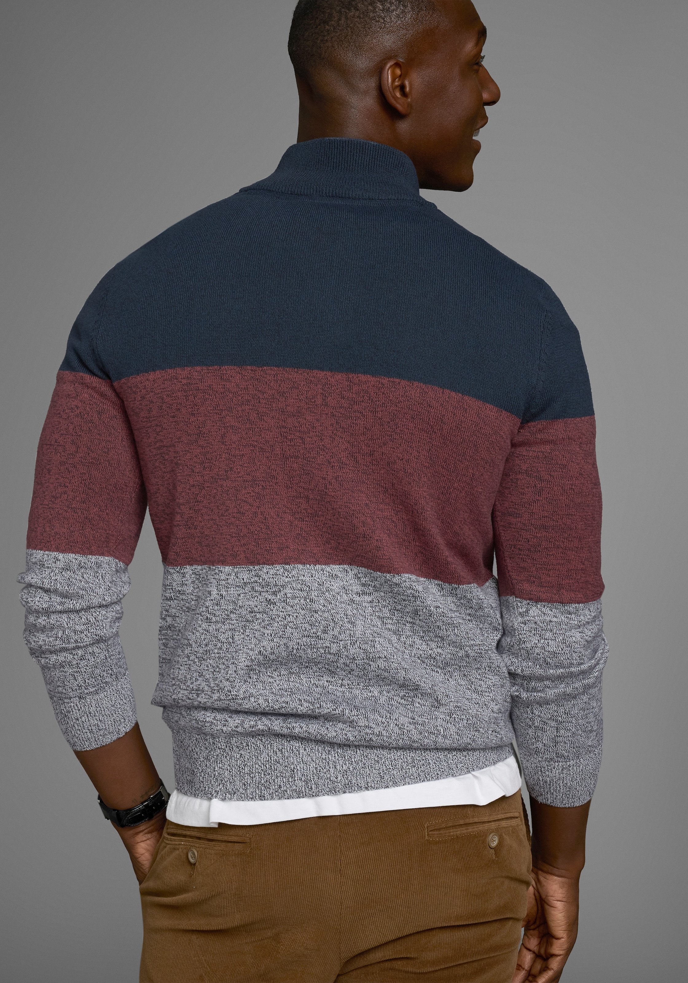 Man's World Troyer »Bis Grösse 5 XL«, mit Blockstreifen