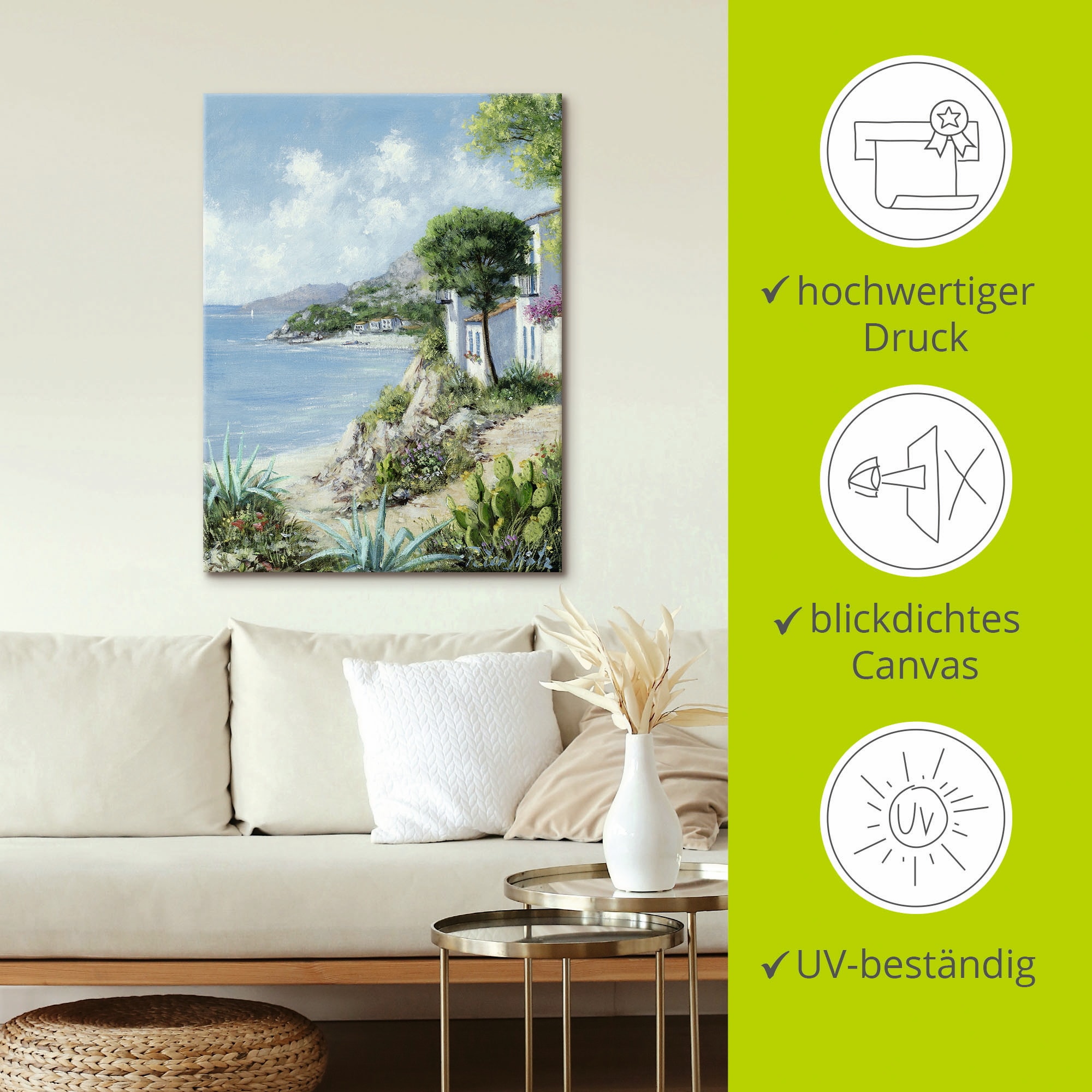 Artland Tableau sur toile »Weg zum Meer« 1 cuis tlg. auf Holzrahmen gespannt