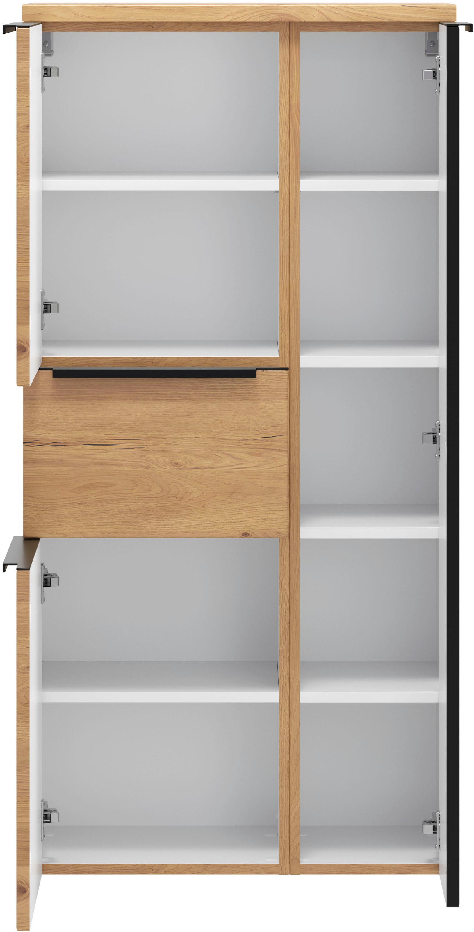 welltime Armoire intermédiaire »MAILAND, Softclose-Auszug, gedämpfte Scharniere, hochwertiges MDF« Dimensions (L/H/P) env. 65/130/35 cm,  chêne sauvage, charnières amorties et tiroir à fermeture douce