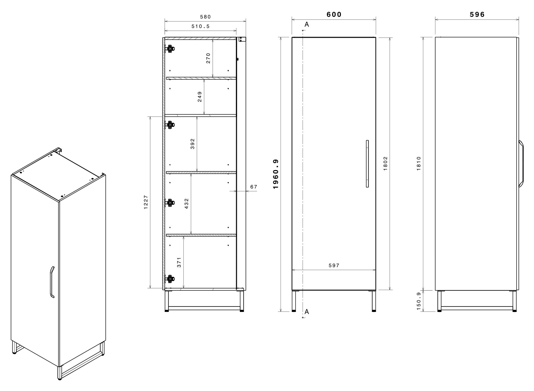 Parisot Schrank-Set »Wave 1, Küchenschrank, Buffetset, Küche« Set, 4xUnterschrank, Theke/Arbeitsplattenergänzung.,3x Hochschrank, Regal, 9 Stk. tlg.