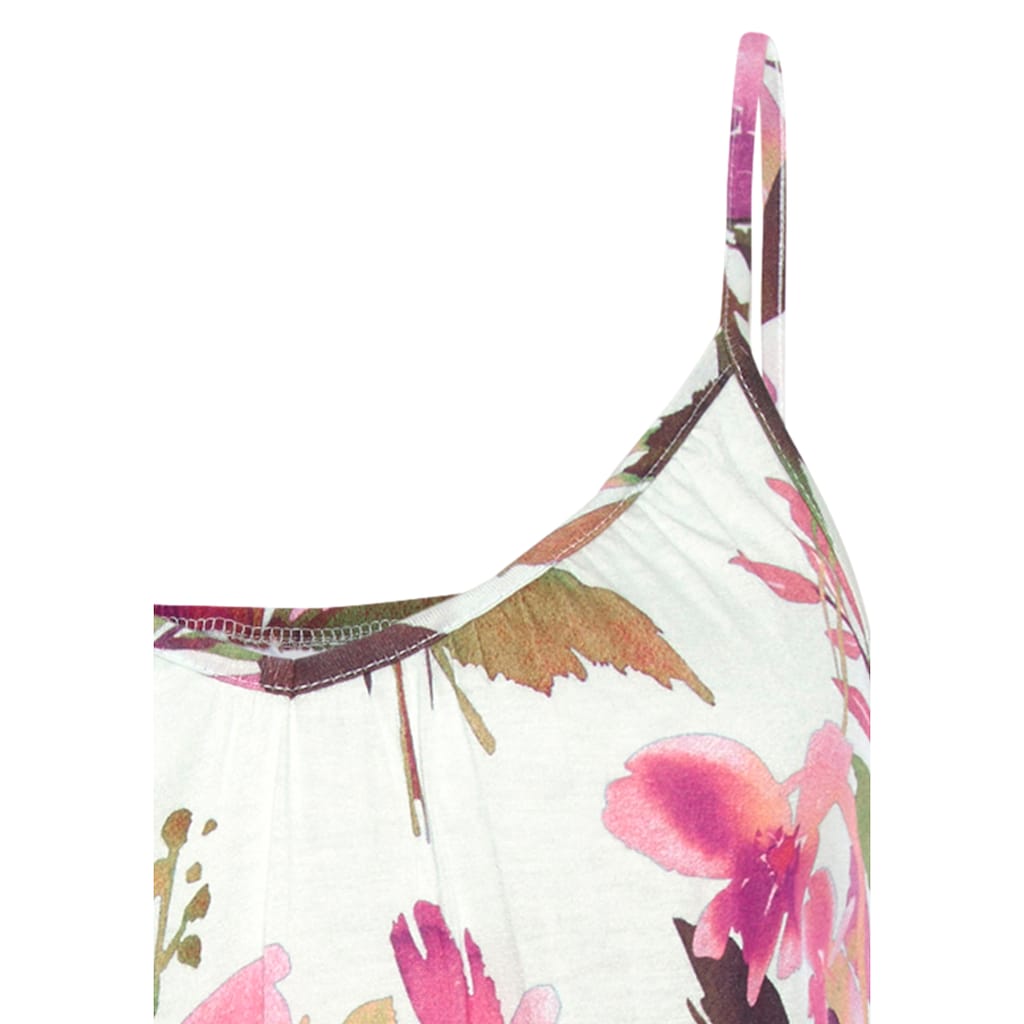 Beachtime Jerseykleid, mit Blumendruck und dezenter Raffung, Sommerkleid, Strandkleid